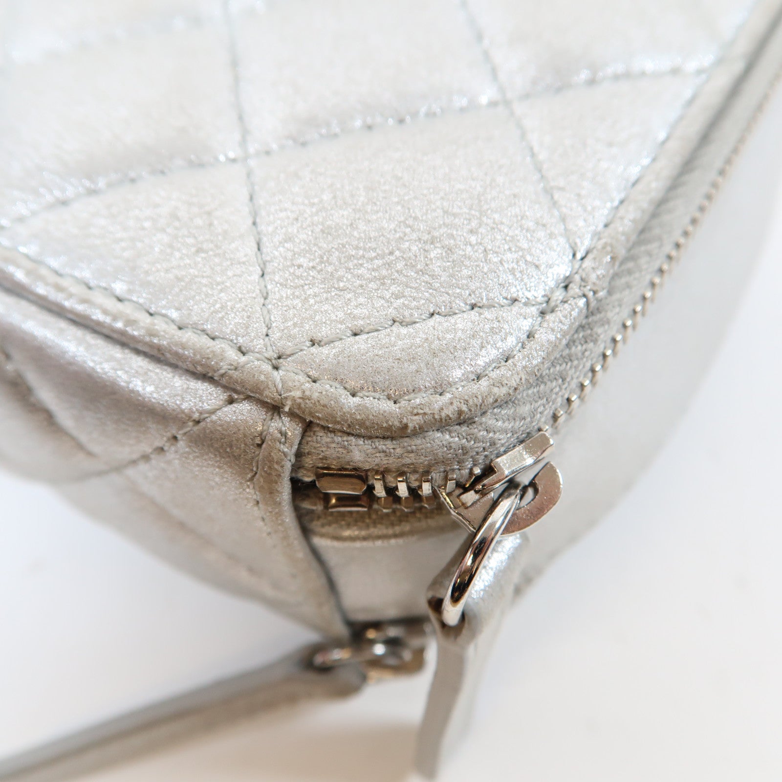 CHANEL 【激減優惠】菱格牛皮皮革Chain Shoulder Bag銀扣鏈帶肩背袋銀色