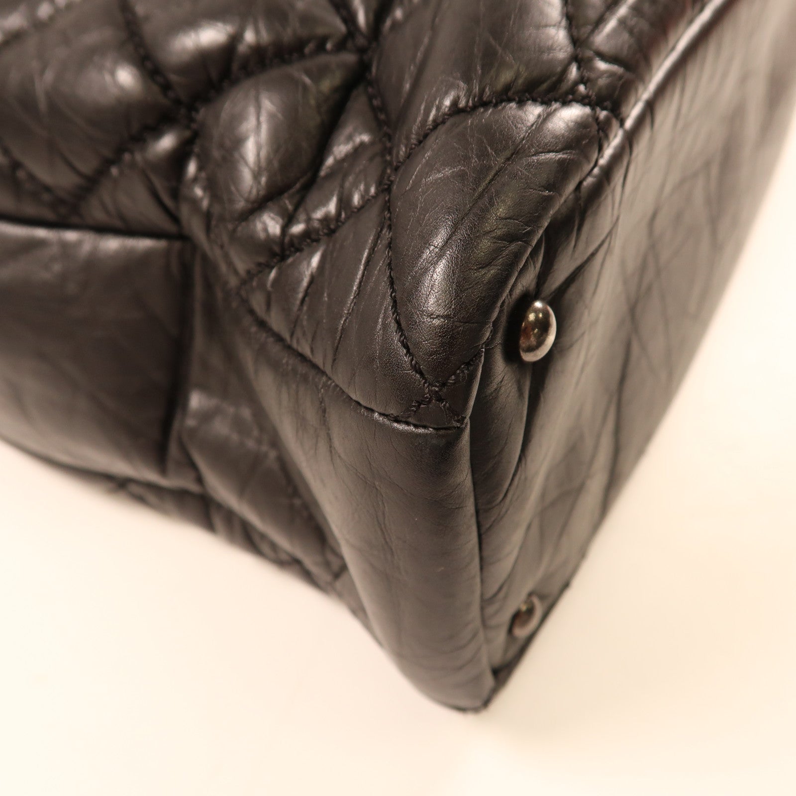 CHANEL 牛皮皮革Shoulder Bag銀扣鏈帶手挽肩背兩用袋黑色