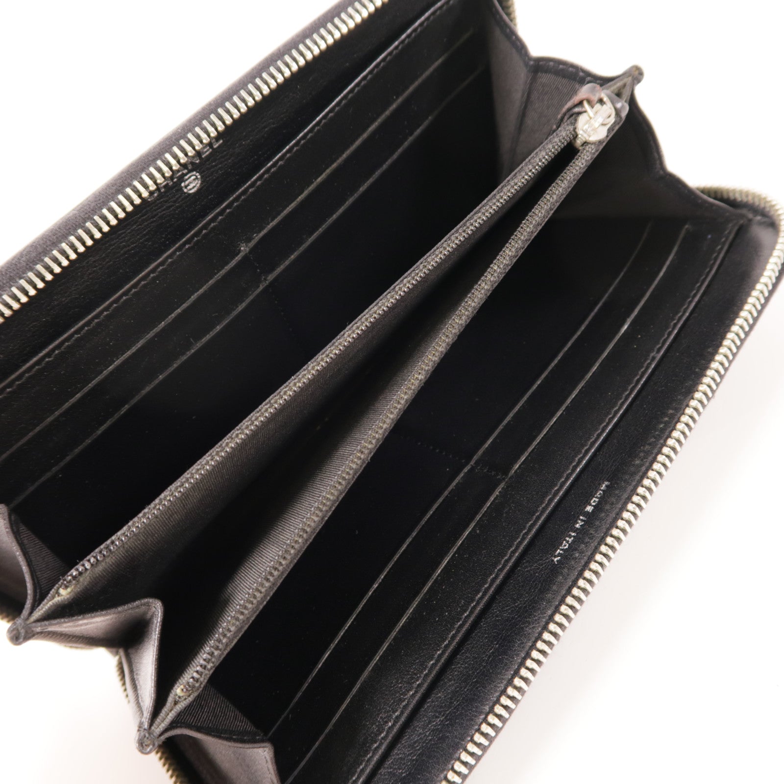 CHANEL 牛皮皮革Zipper Long Wallet銀扣長錢包