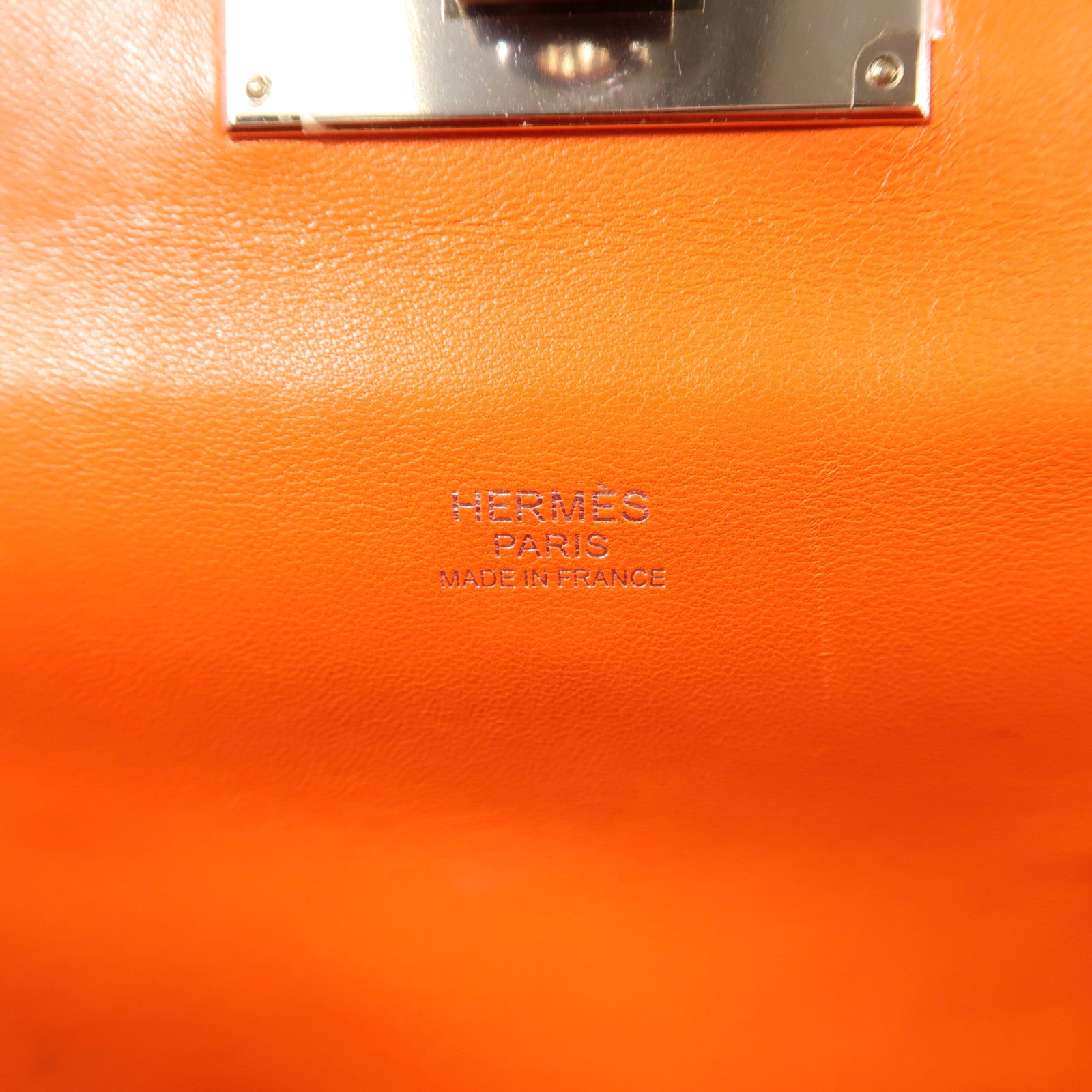 HERMES Evercolor皮革Toolbox 26銀扣手挽肩背兩用袋Orange橙色