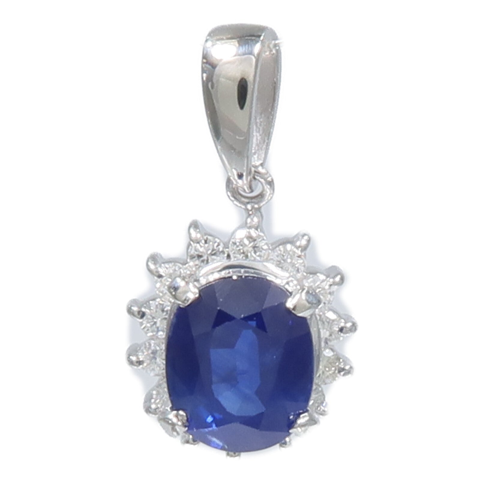 JEWELRY 鉑金Sapphire Diamond Pendant藍寶石/鑽石吊墜