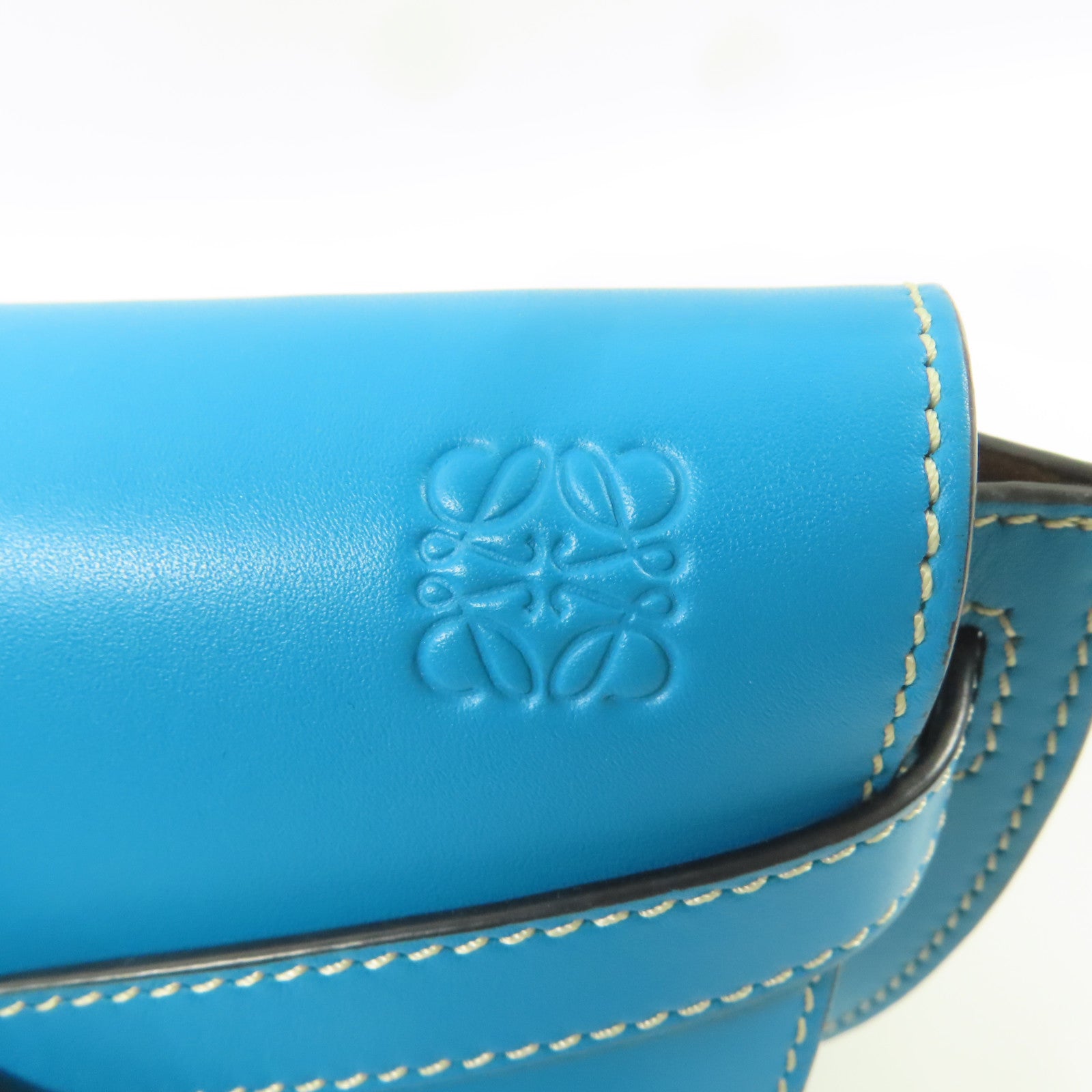 LOEWE 牛皮皮革Gate Bumbag銀扣腰包藍色