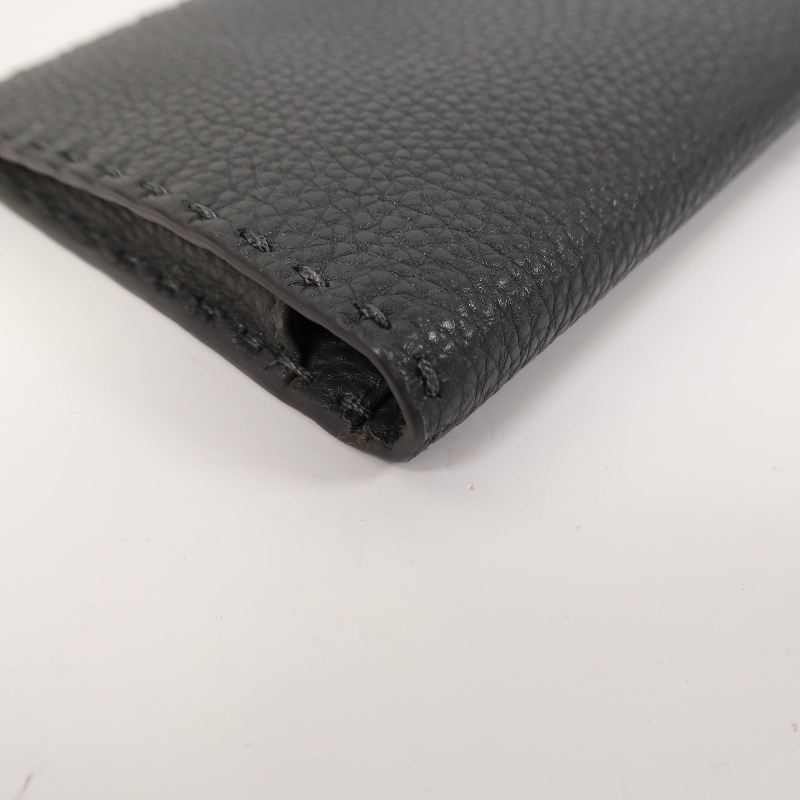FENDI 牛皮皮革 Selleria銀扣長錢包灰色