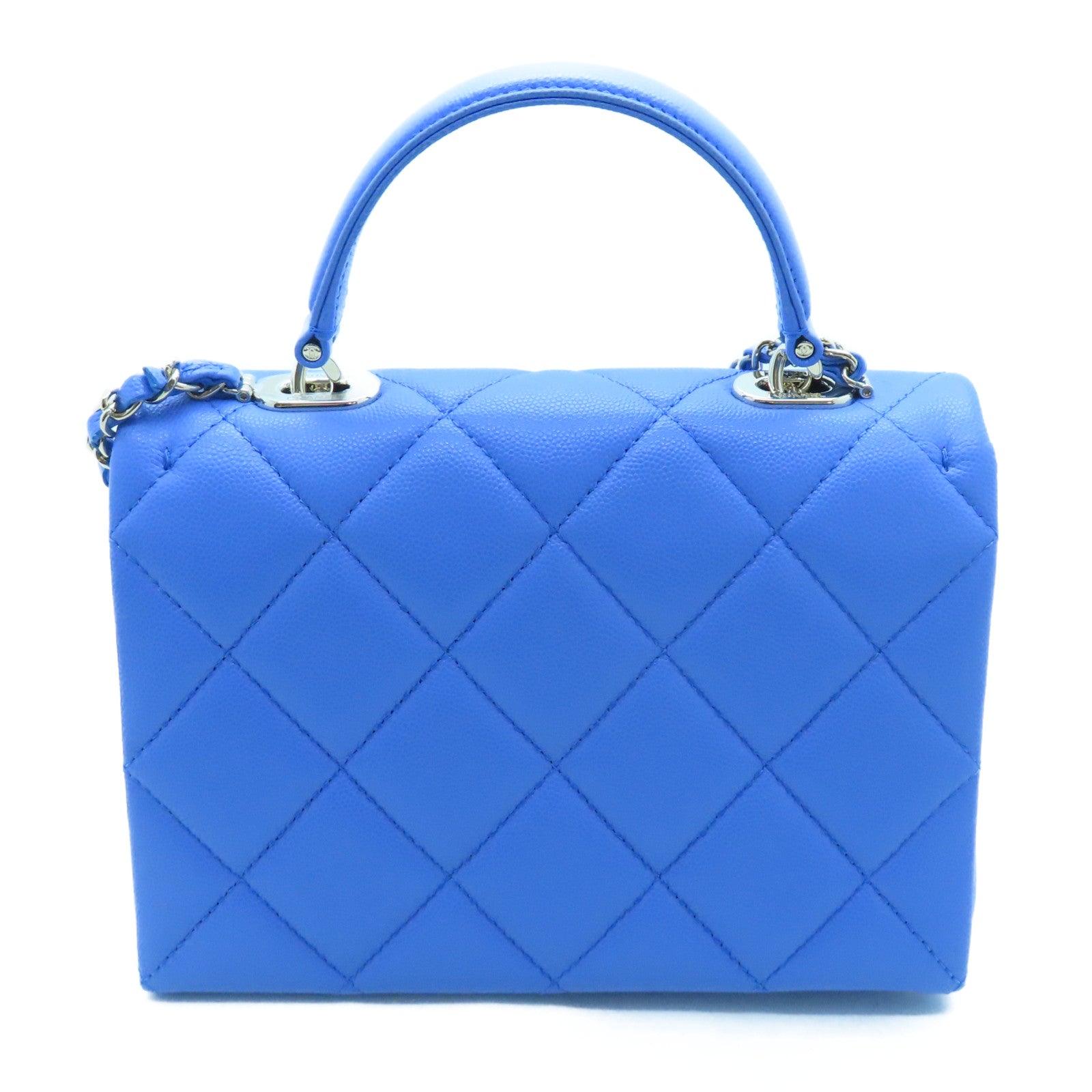 CHANEL 菱格牛皮皮革Small Retro Twist Bag金扣肩背袋藍色