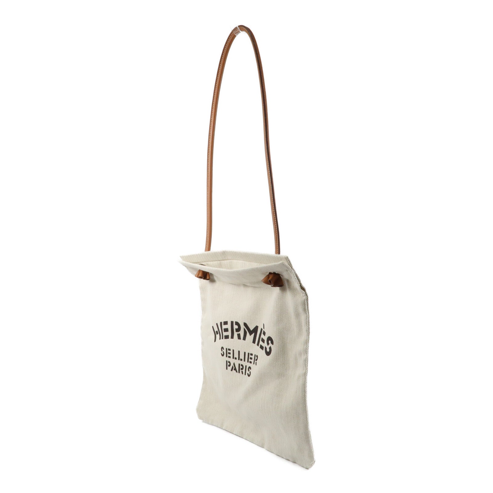 HERMES 帆布/Swift皮革Aline銀扣肩背袋