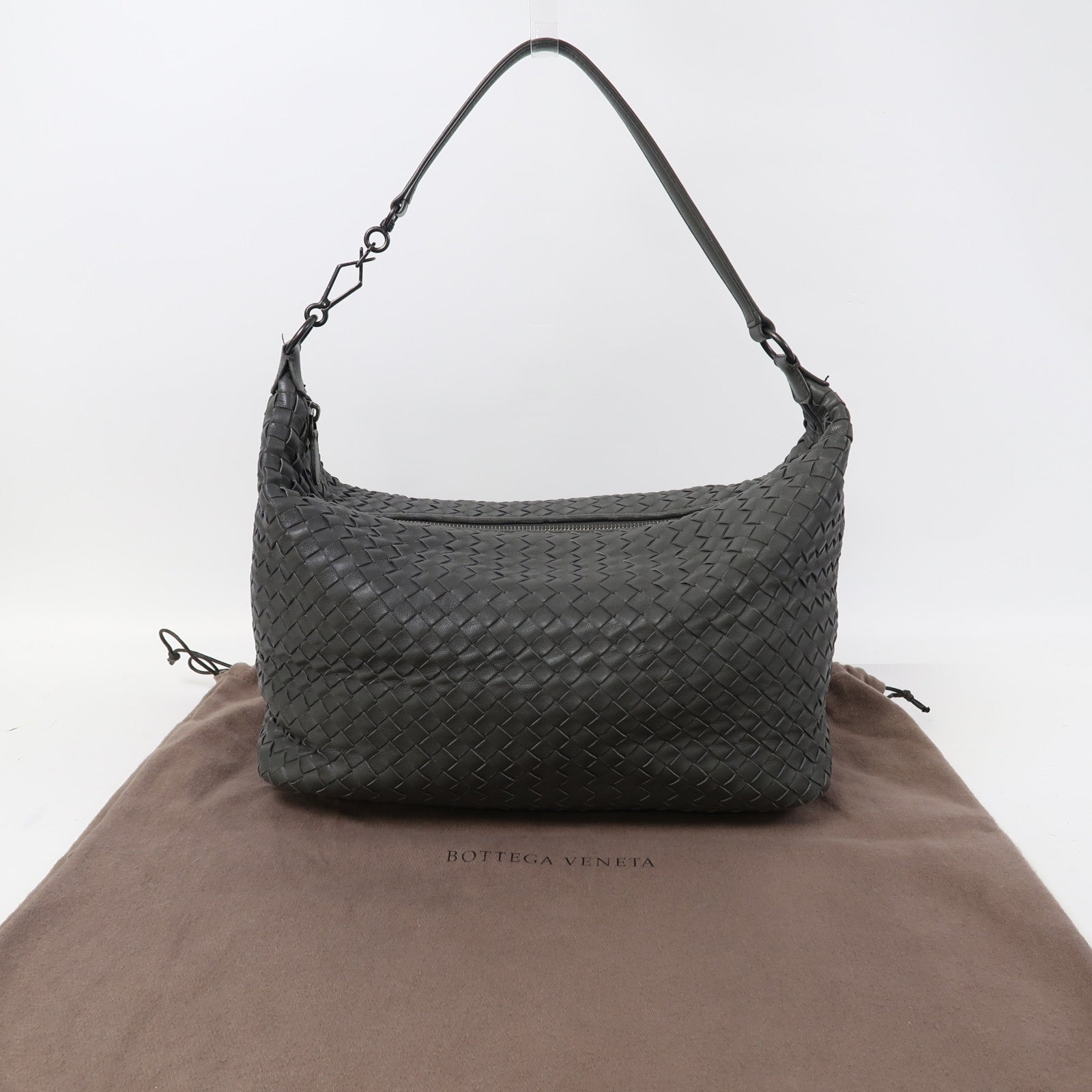 BOTTEGA VENETA 織紋羊皮皮革Shoulder Bag肩背袋灰色