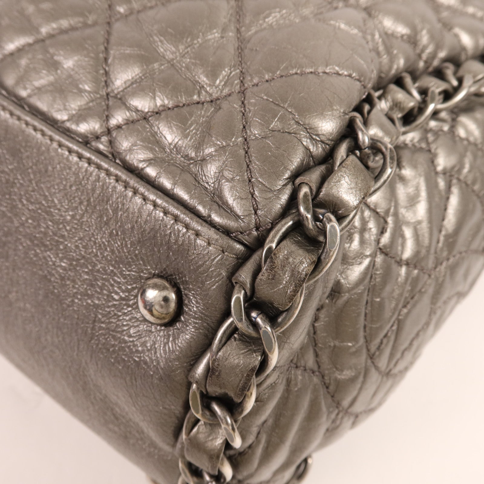CHANEL 牛皮皮革Chain Me Hobo銀扣鏈帶肩背袋