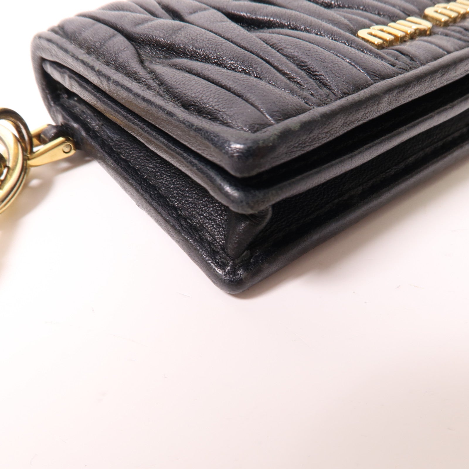 Miu Miu 羊皮皮革Card Case金扣卡片套黑色