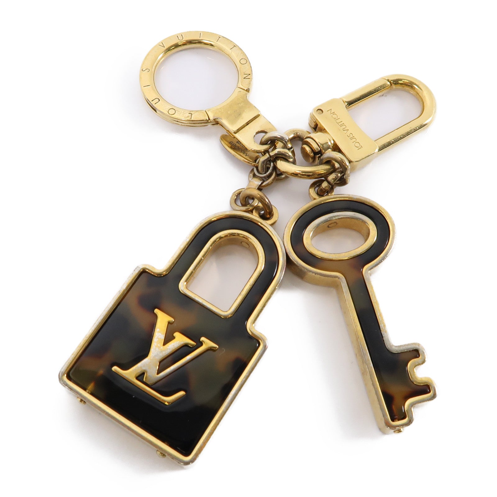 LOUIS VUITTON PVC/金屬Porte Cles鎖匙扣棕色/金色