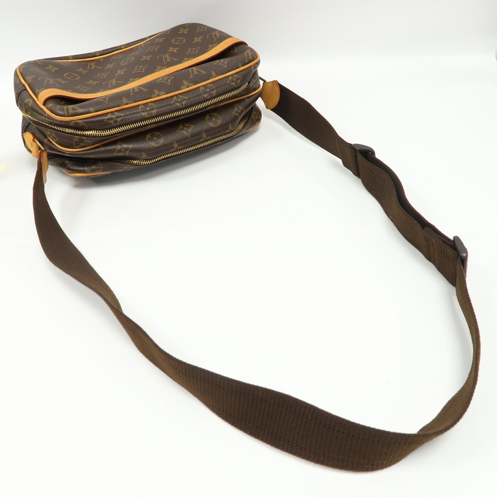 LOUIS VUITTON Monogram Reporter PM金扣肩背袋啡色