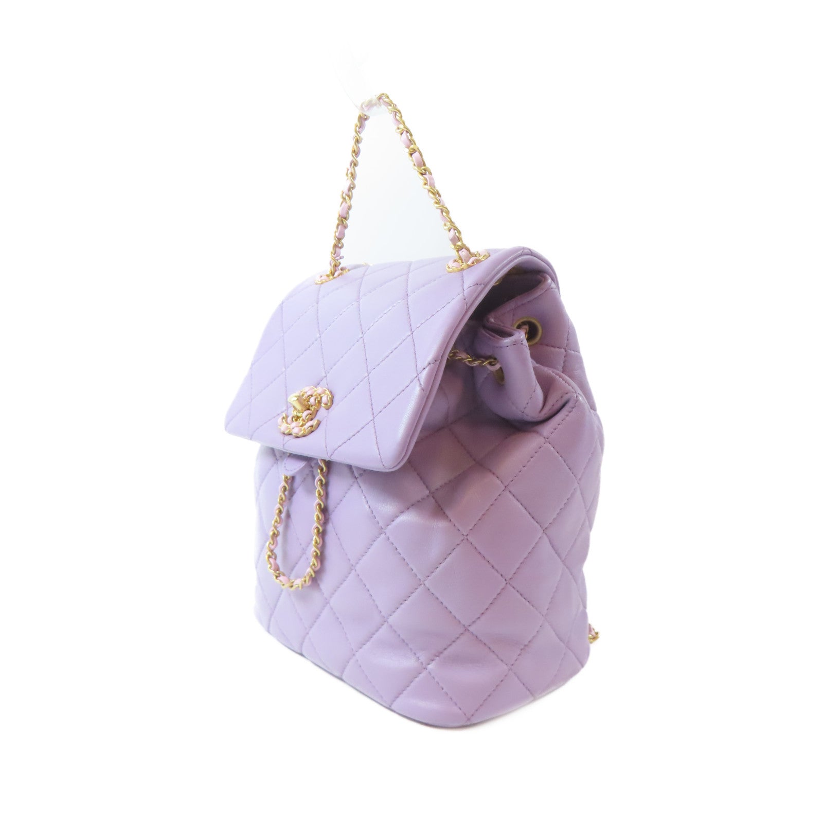 CHANEL 菱格牛皮皮革Urban Spirit金扣背包紫色