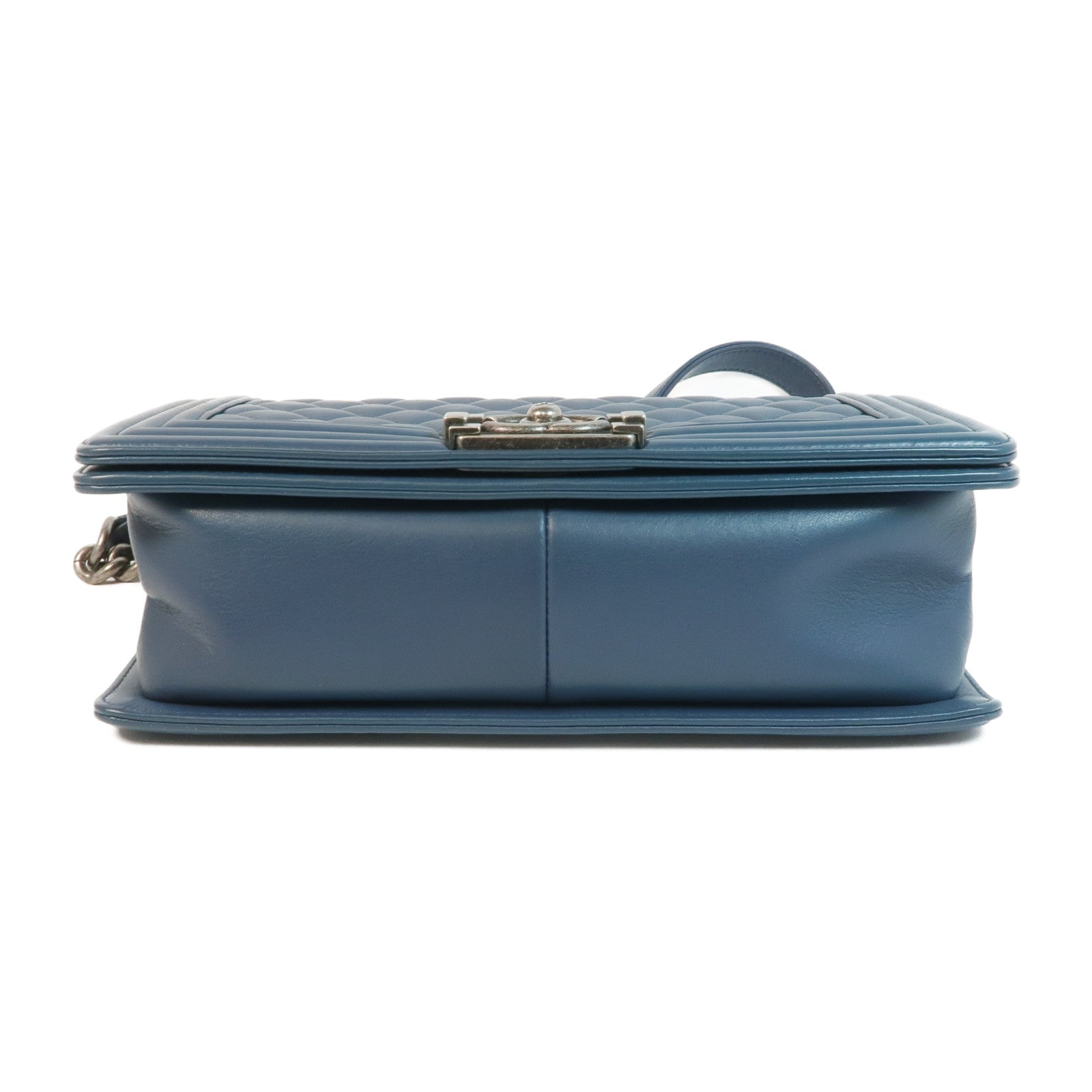 CHANEL 羊皮皮革Boy 25銀扣鏈帶肩背袋