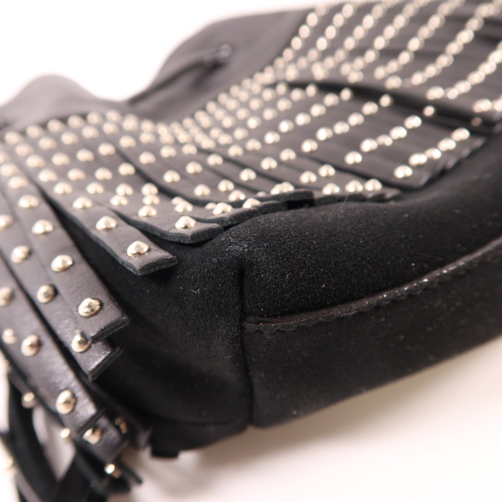 JIMMY CHOO 牛皮皮革Shoulder Bag銀扣鏈帶肩背袋黑色