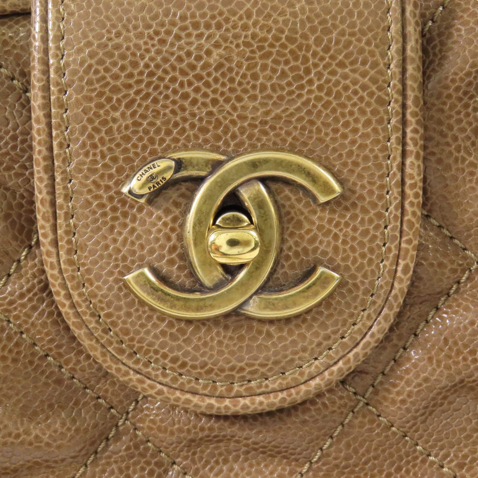 CHANEL 牛皮皮革Chain Shoulder金扣鏈帶手挽肩背兩用袋