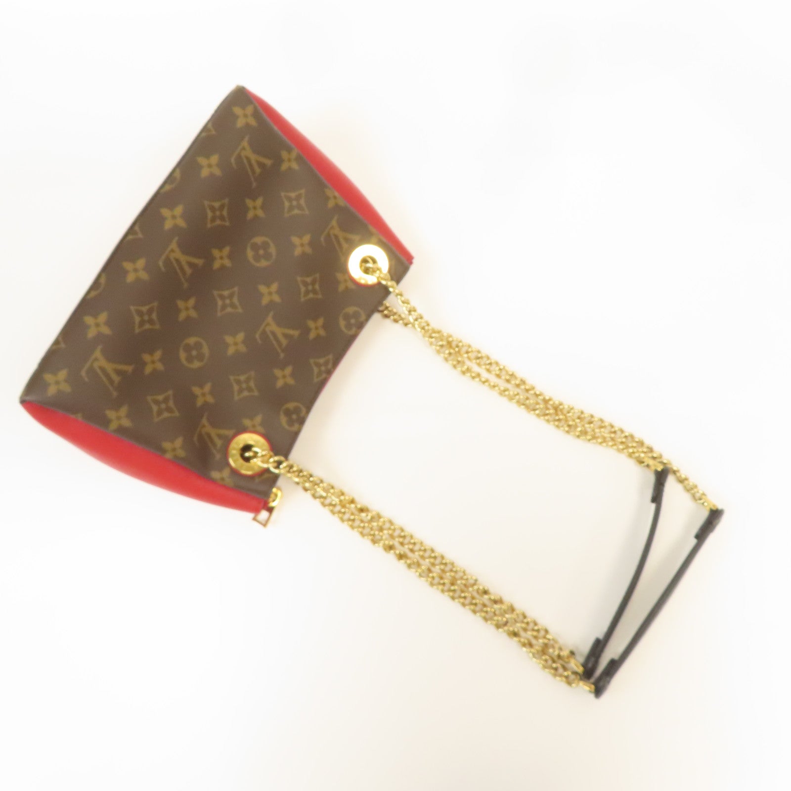 LOUIS VUITTON Monogram Surene BB金扣鏈帶肩背袋啡色/紅色