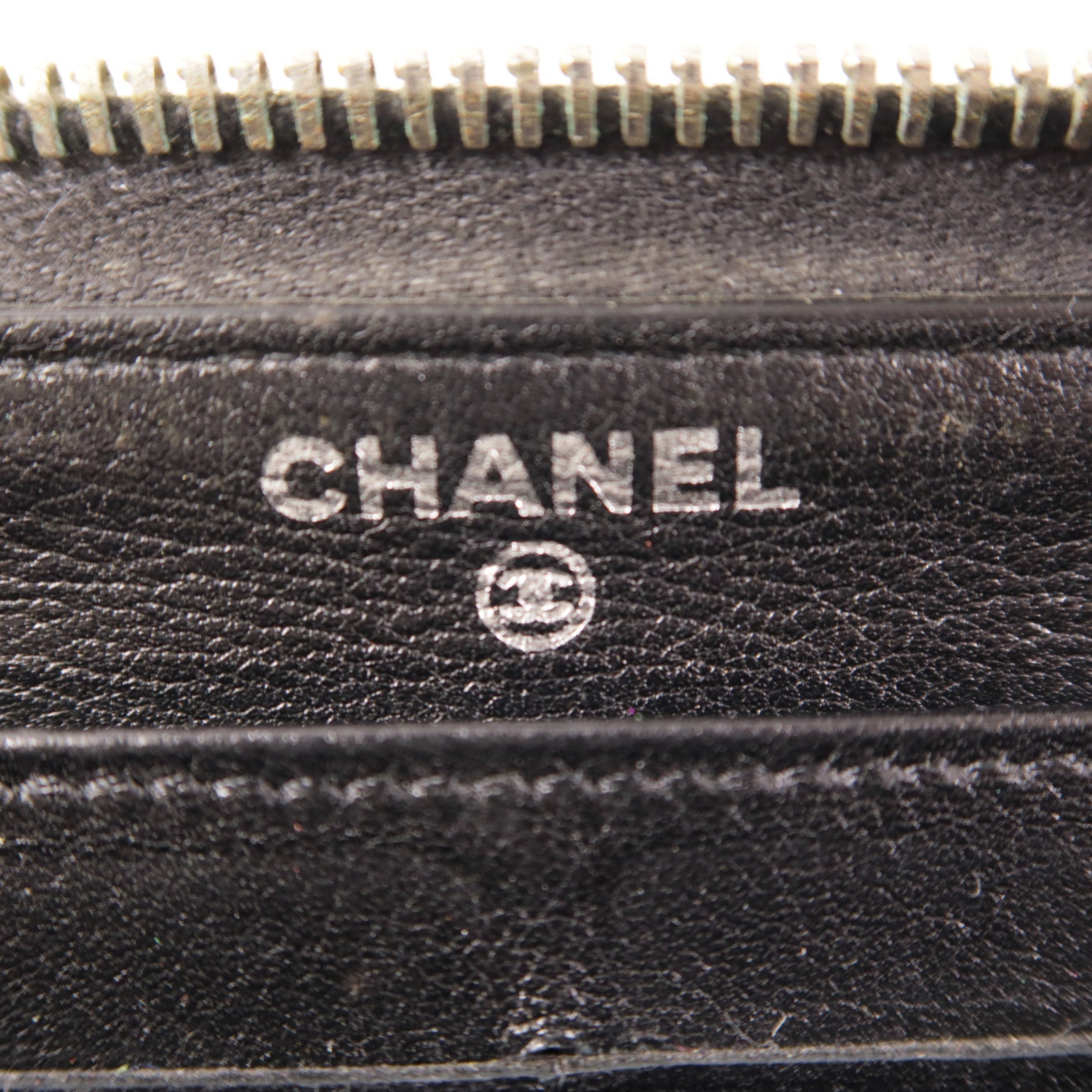 CHANEL 牛皮皮革Zipper Long Wallet銀扣長錢包