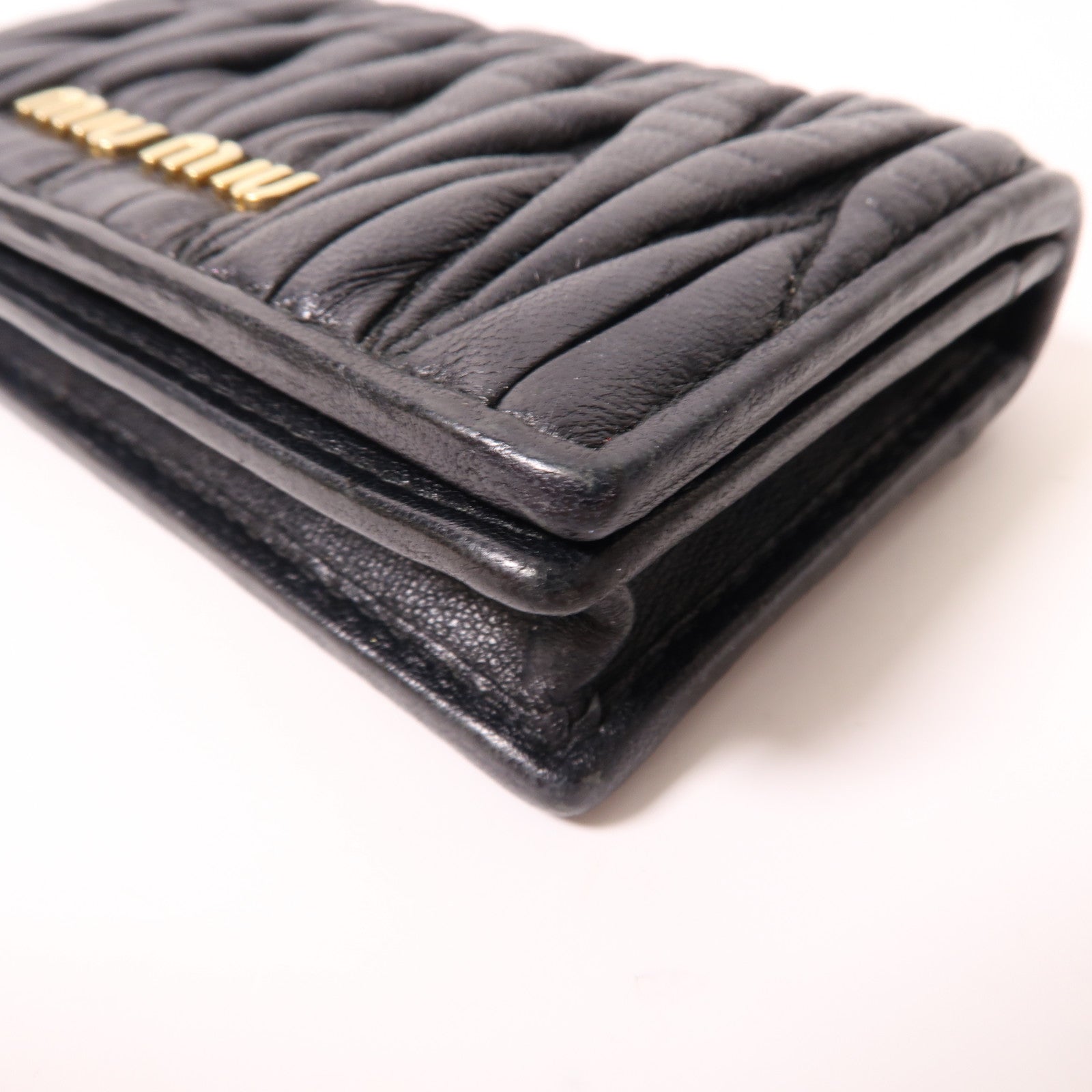 Miu Miu 羊皮皮革Card Case金扣卡片套黑色