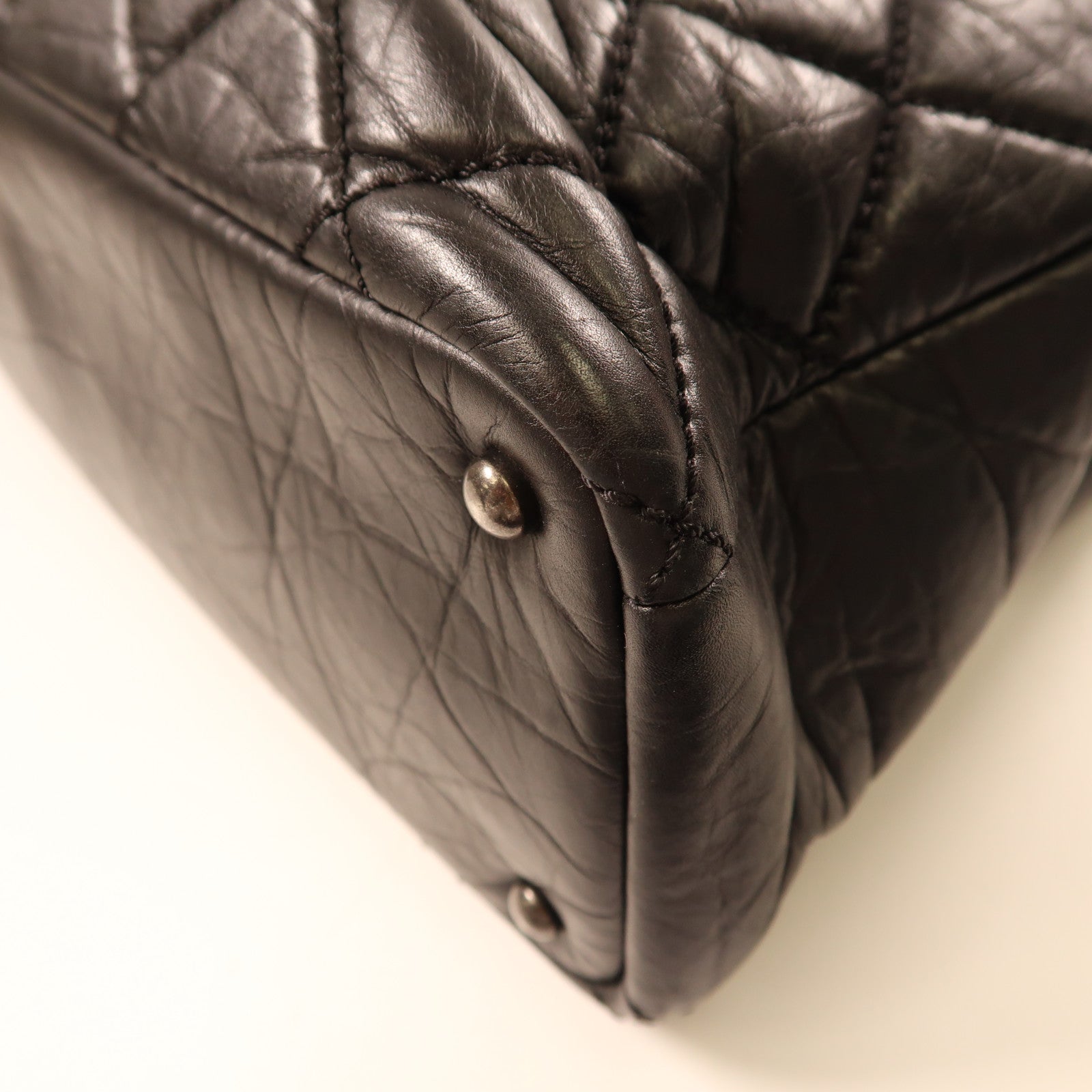 CHANEL 牛皮皮革Shoulder Bag銀扣鏈帶手挽肩背兩用袋黑色