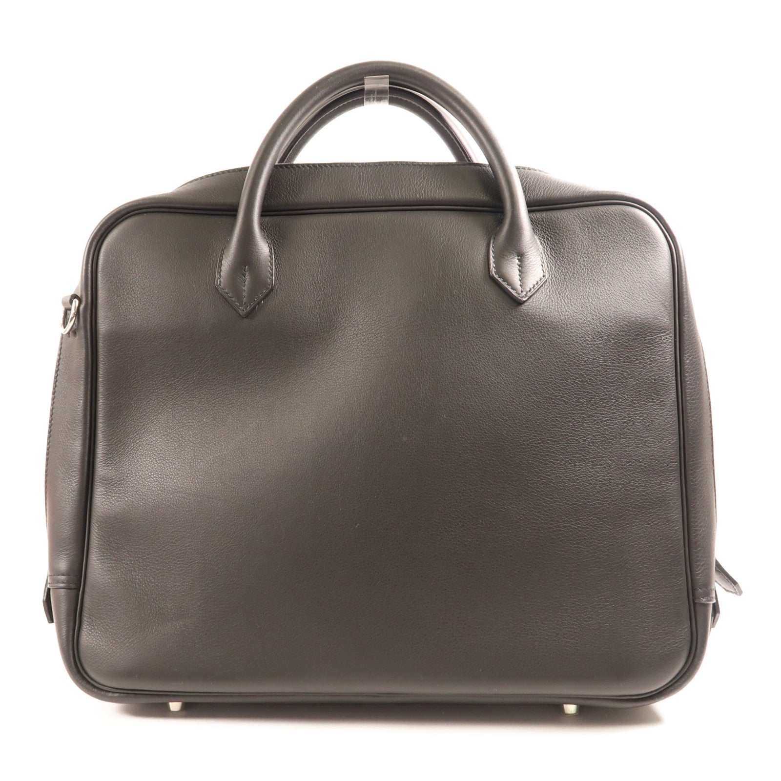 HERMES Evercolor皮革Steve Travel銀扣手挽肩背兩用袋Noir