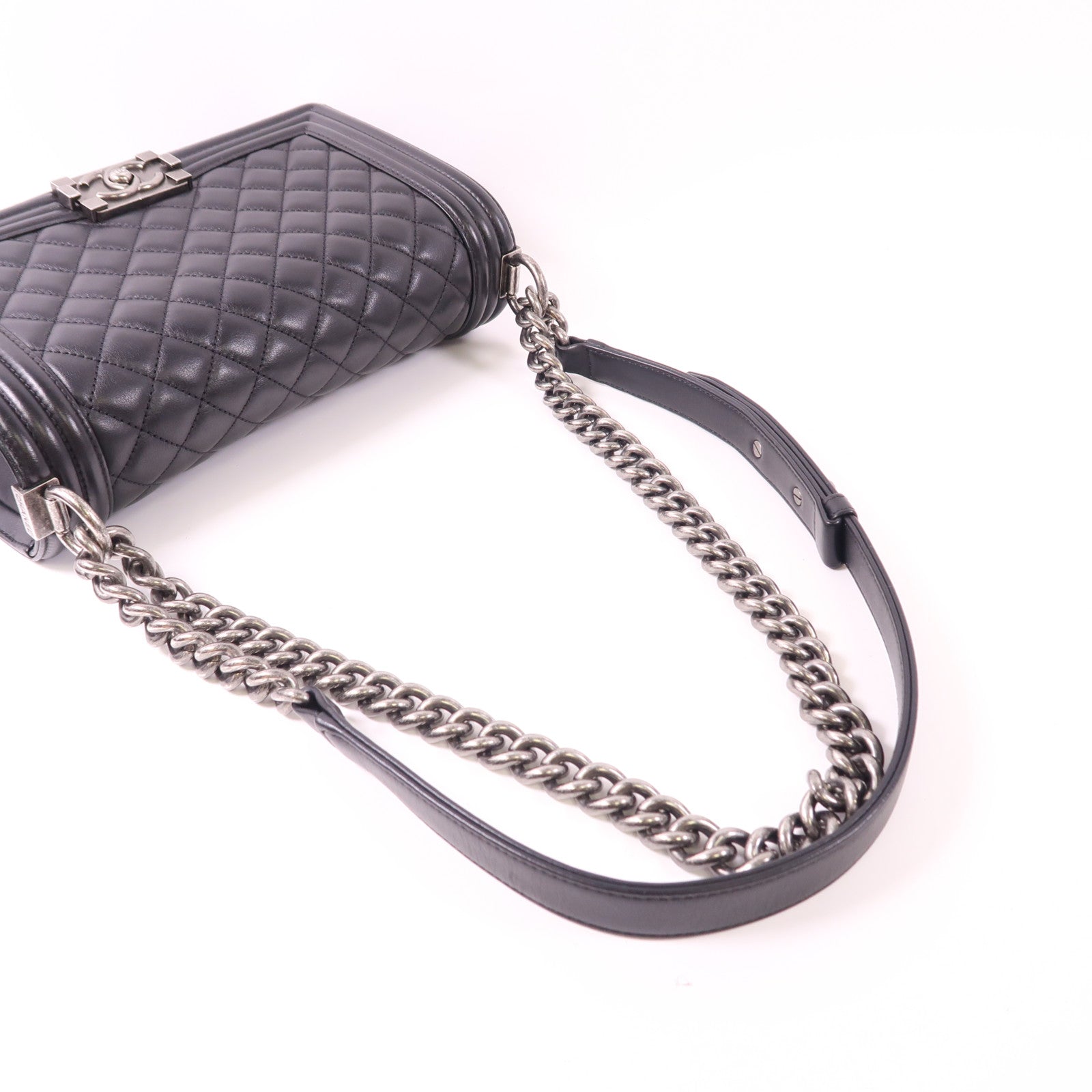 CHANEL 羊皮皮革Boy 25鏈帶肩背袋