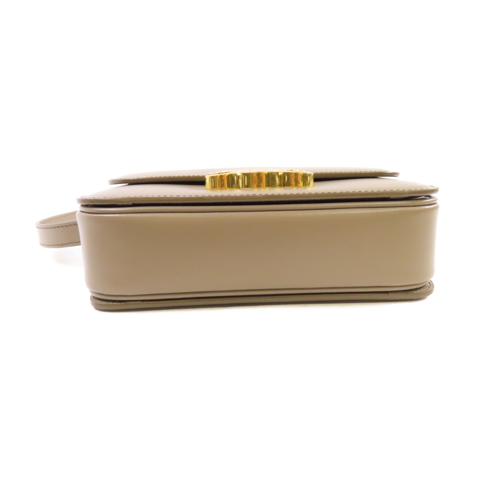 CELINE 牛皮皮革Teen Triomphe Shoulder Bag金扣肩背袋灰色