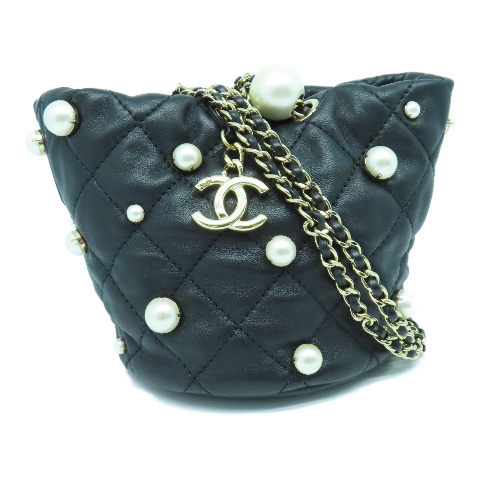 CHANEL 【清倉大減價】牛皮皮革Shoulder Bag金扣鏈帶肩背袋黑色