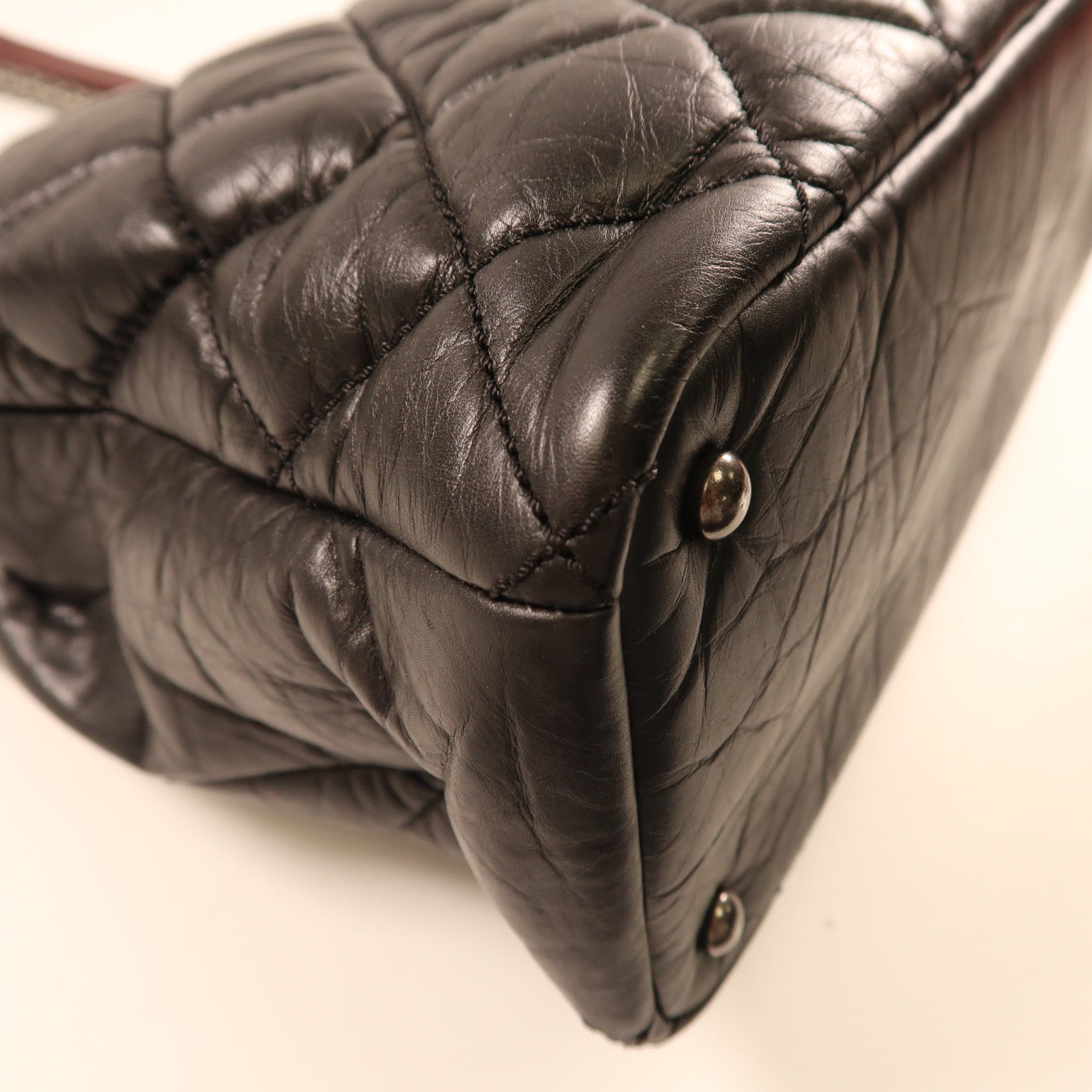 CHANEL 牛皮皮革Shoulder Bag銀扣鏈帶手挽肩背兩用袋黑色