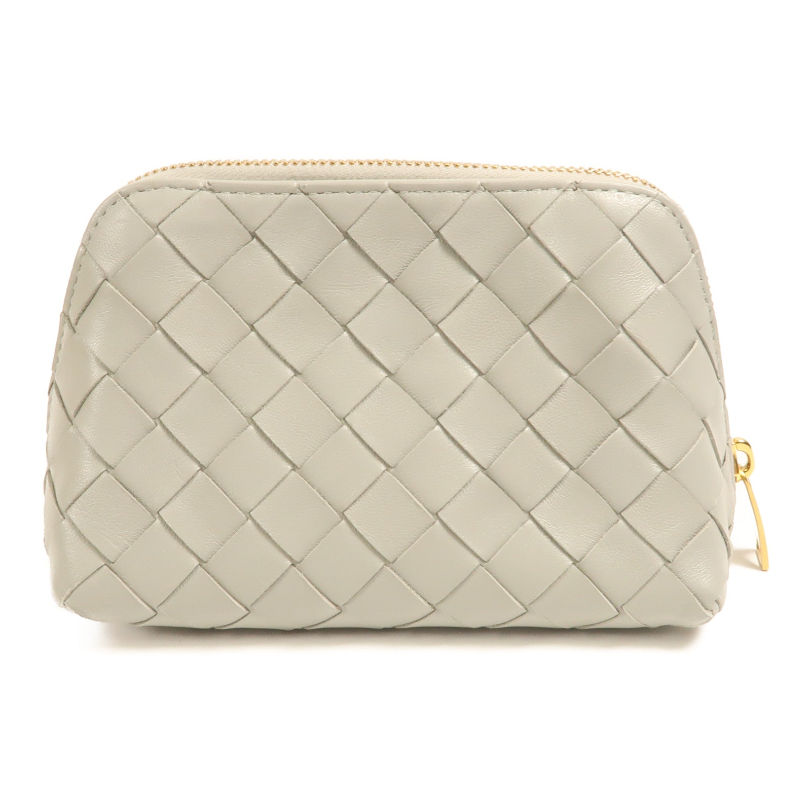 BOTTEGA VENETA 羊皮皮革Pouch金扣手拿包灰色