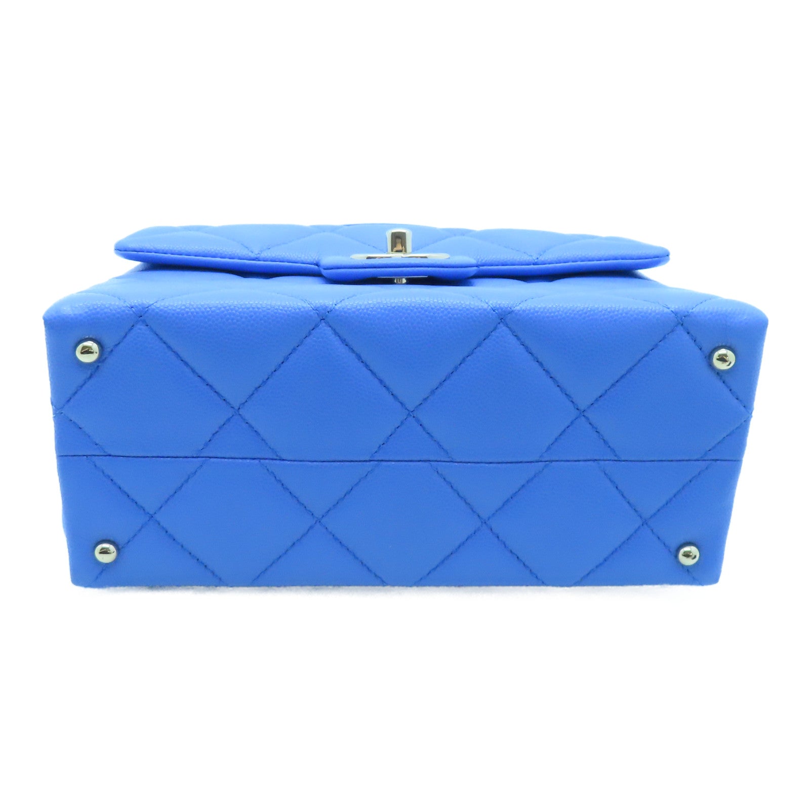CHANEL 菱格牛皮皮革Small Retro Twist Bag金扣肩背袋藍色