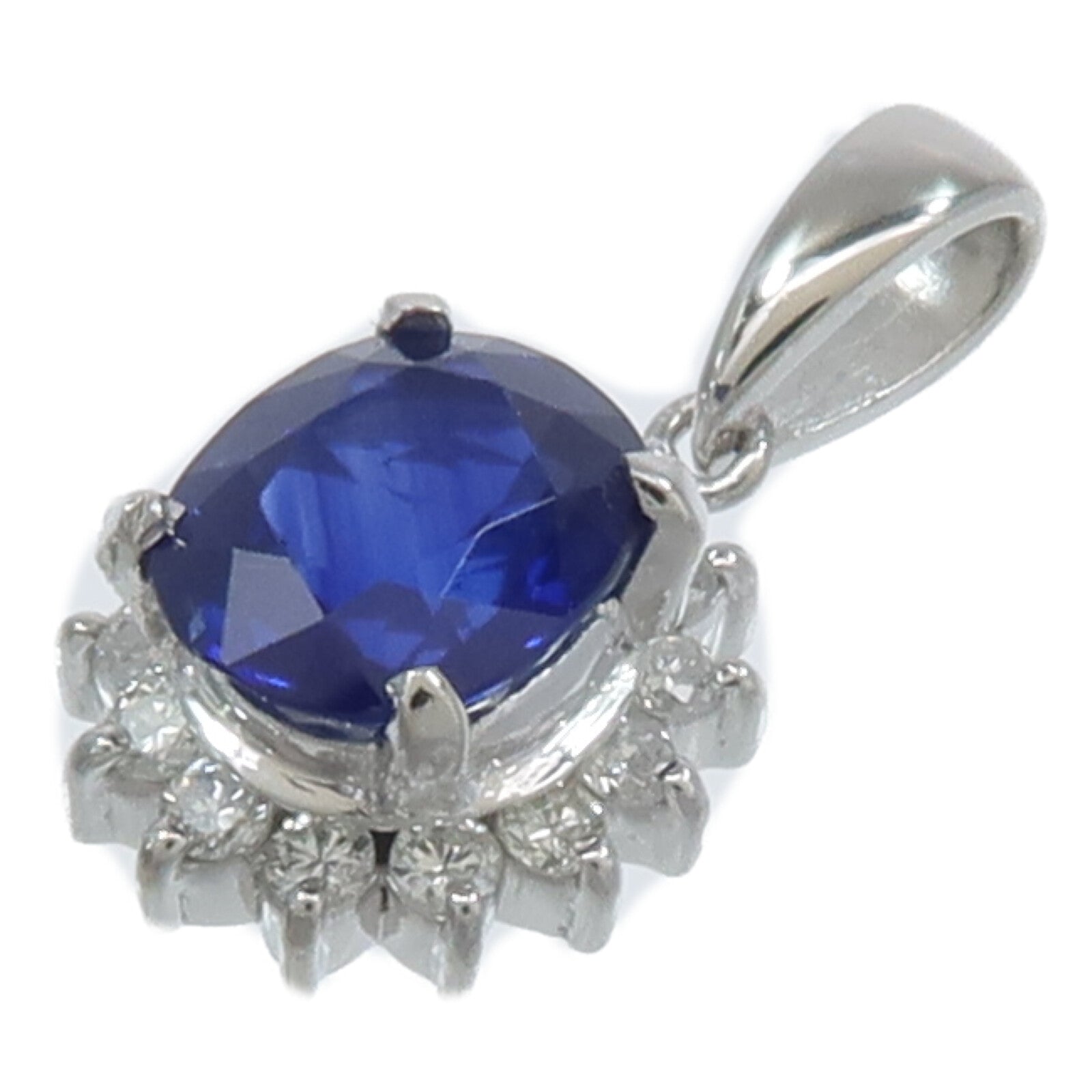 JEWELRY 鉑金Sapphire Diamond Pendant藍寶石/鑽石吊墜