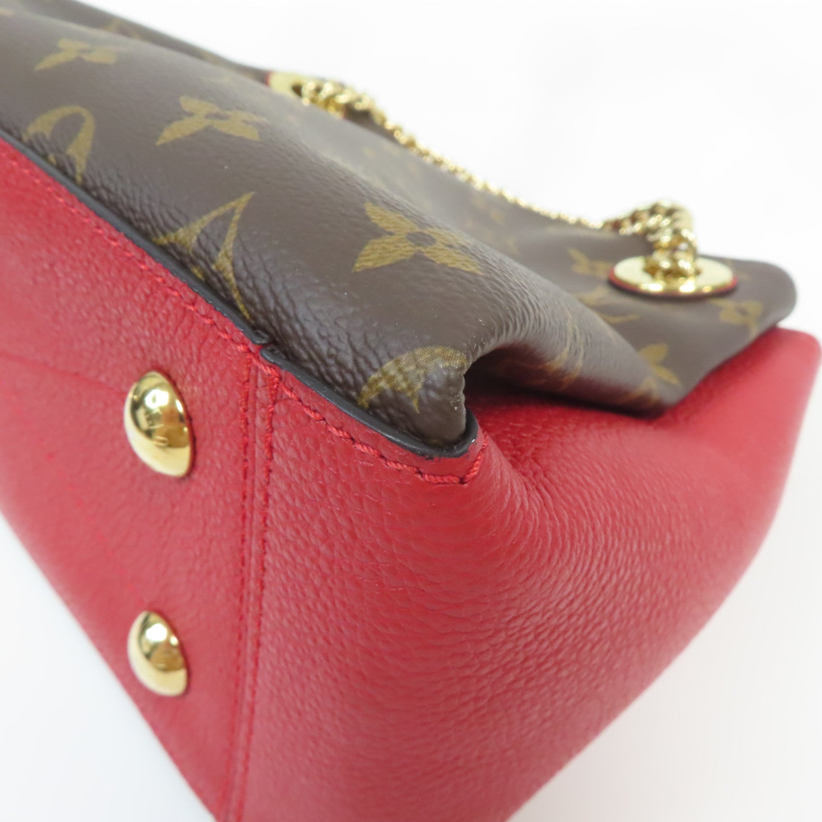 LOUIS VUITTON Monogram Surene BB金扣鏈帶肩背袋啡色/紅色