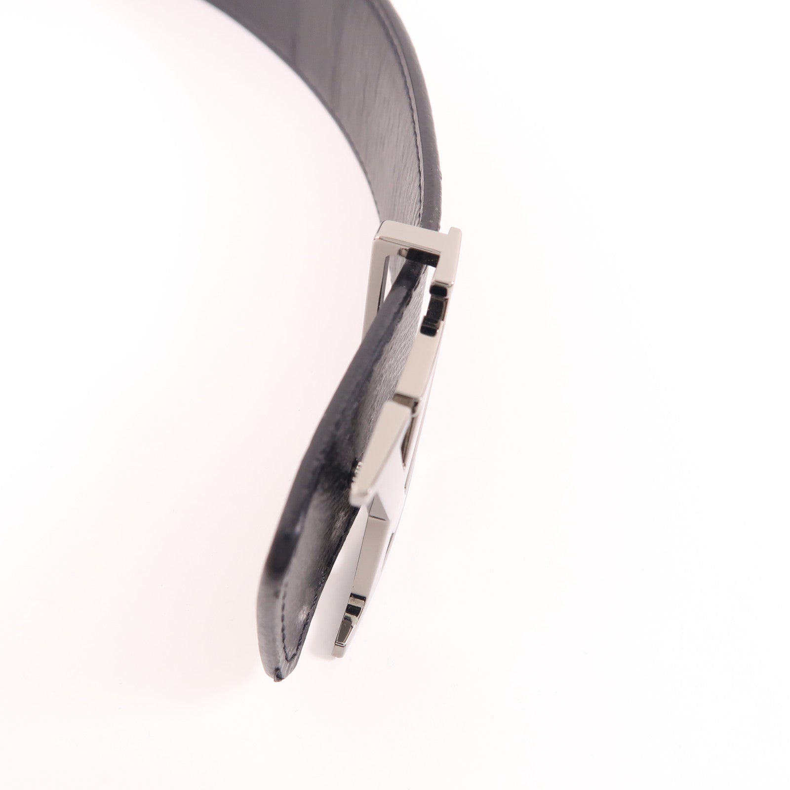 LOUIS VUITTON Monogram Eclipse Initiales Belt銀扣腰帶