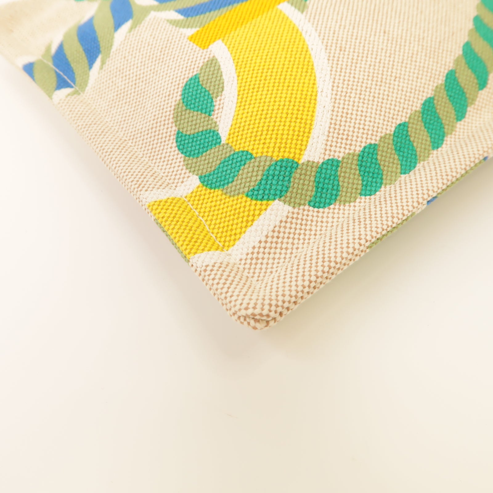 HERMES 【激減優惠】帆布Clutch Bag銀扣手拿包米色