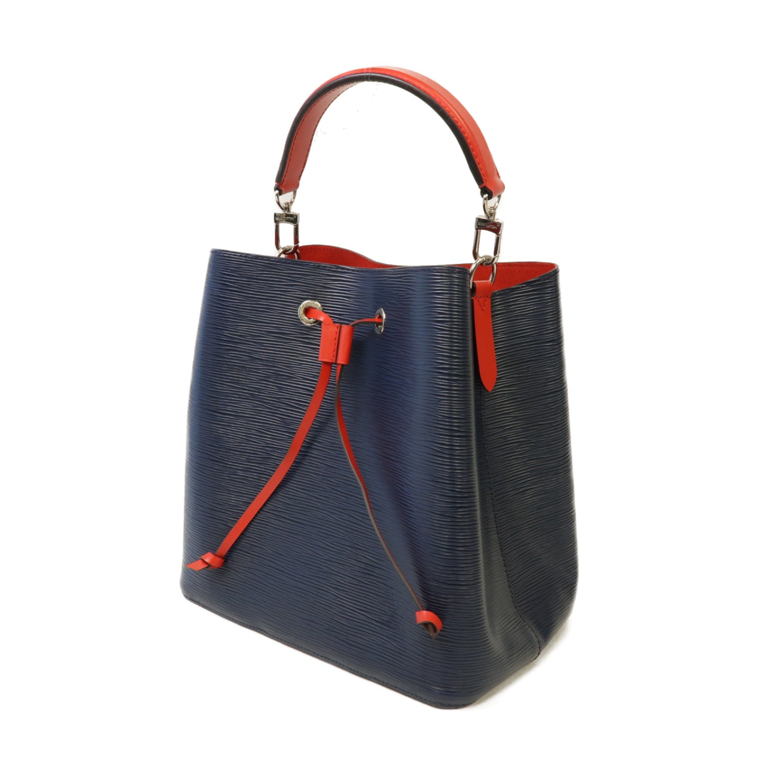 LOUIS VUITTON Epi NeoNoe MM銀扣手挽肩背兩用袋深藍色/紅色