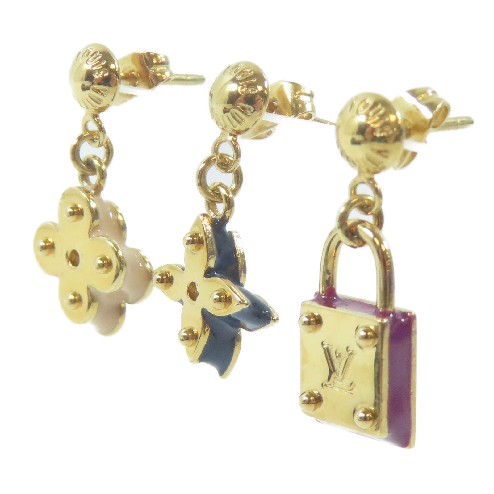 LOUIS VUITTON 金屬Pierced Earrings耳環金色