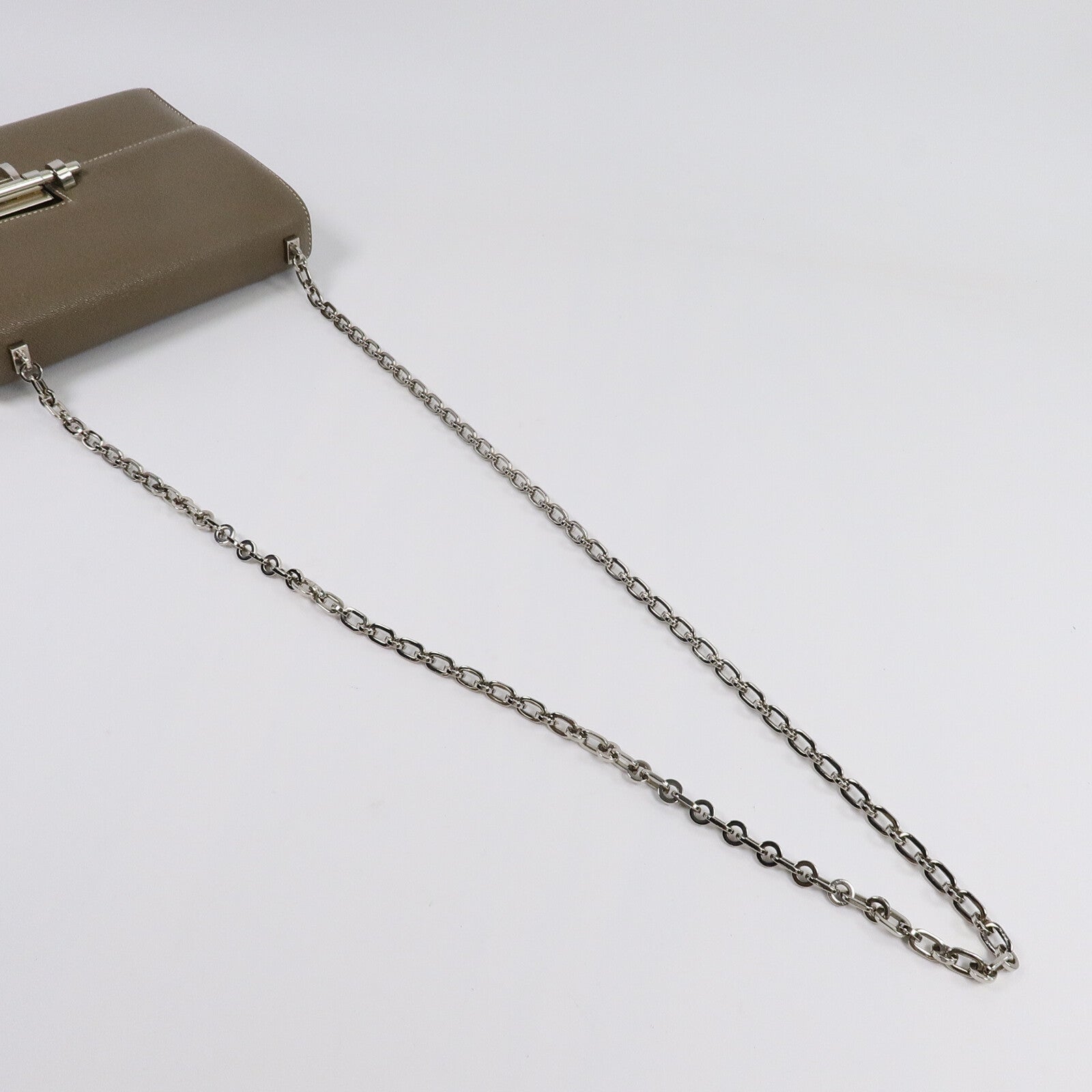 HERMES Chevre皮革Verrou Mini鏈帶肩背袋Etoupe