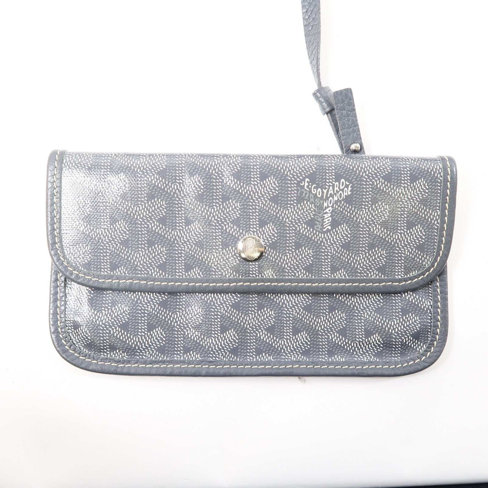 GOYARD 塗層帆布Sac Hardy PM銀扣手挽袋灰色
