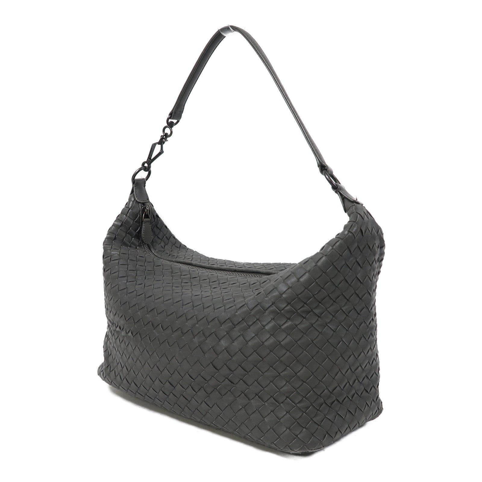 BOTTEGA VENETA 織紋羊皮皮革Shoulder Bag肩背袋灰色