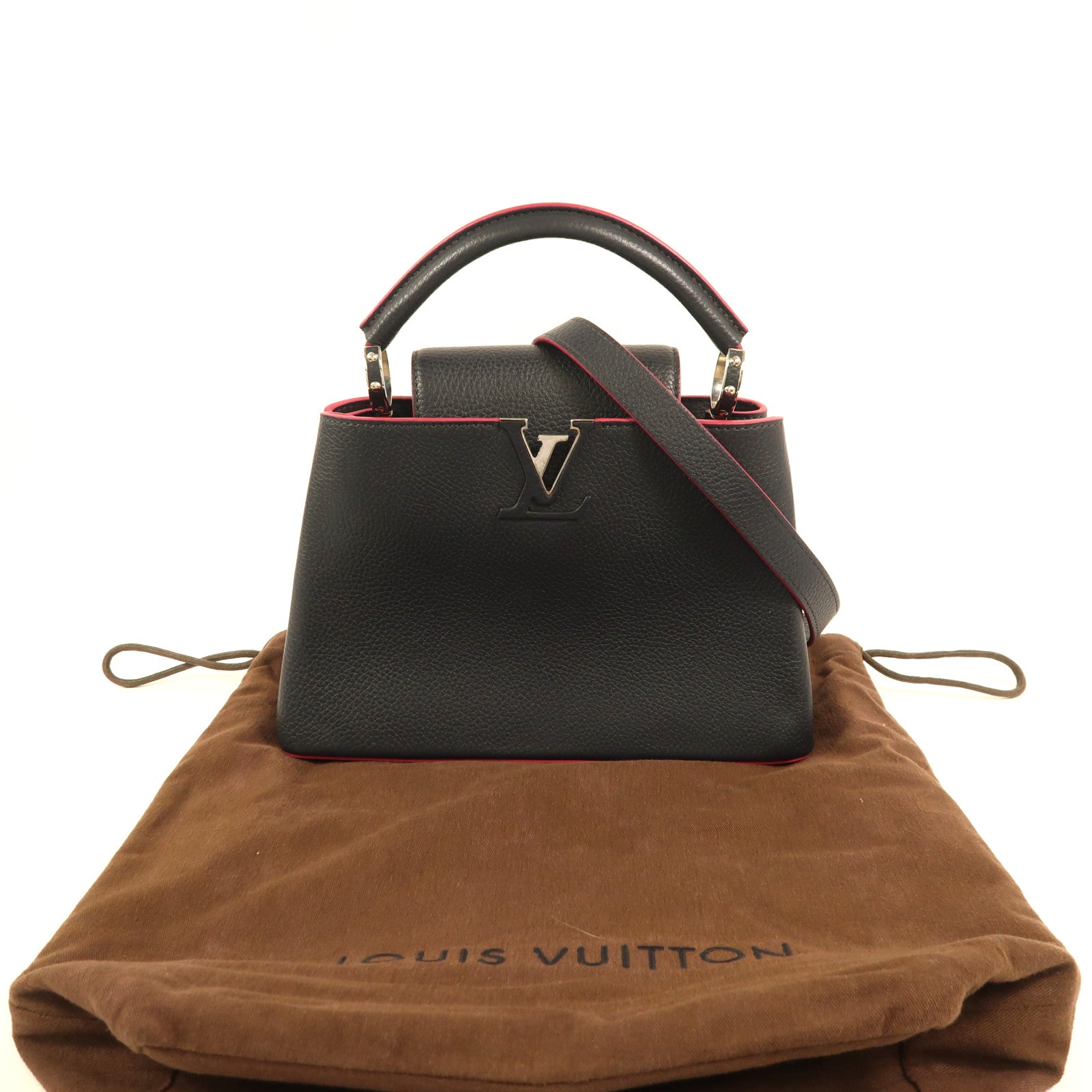 LOUIS VUITTON Taurillon Capucines BB銀扣手挽肩背兩用袋