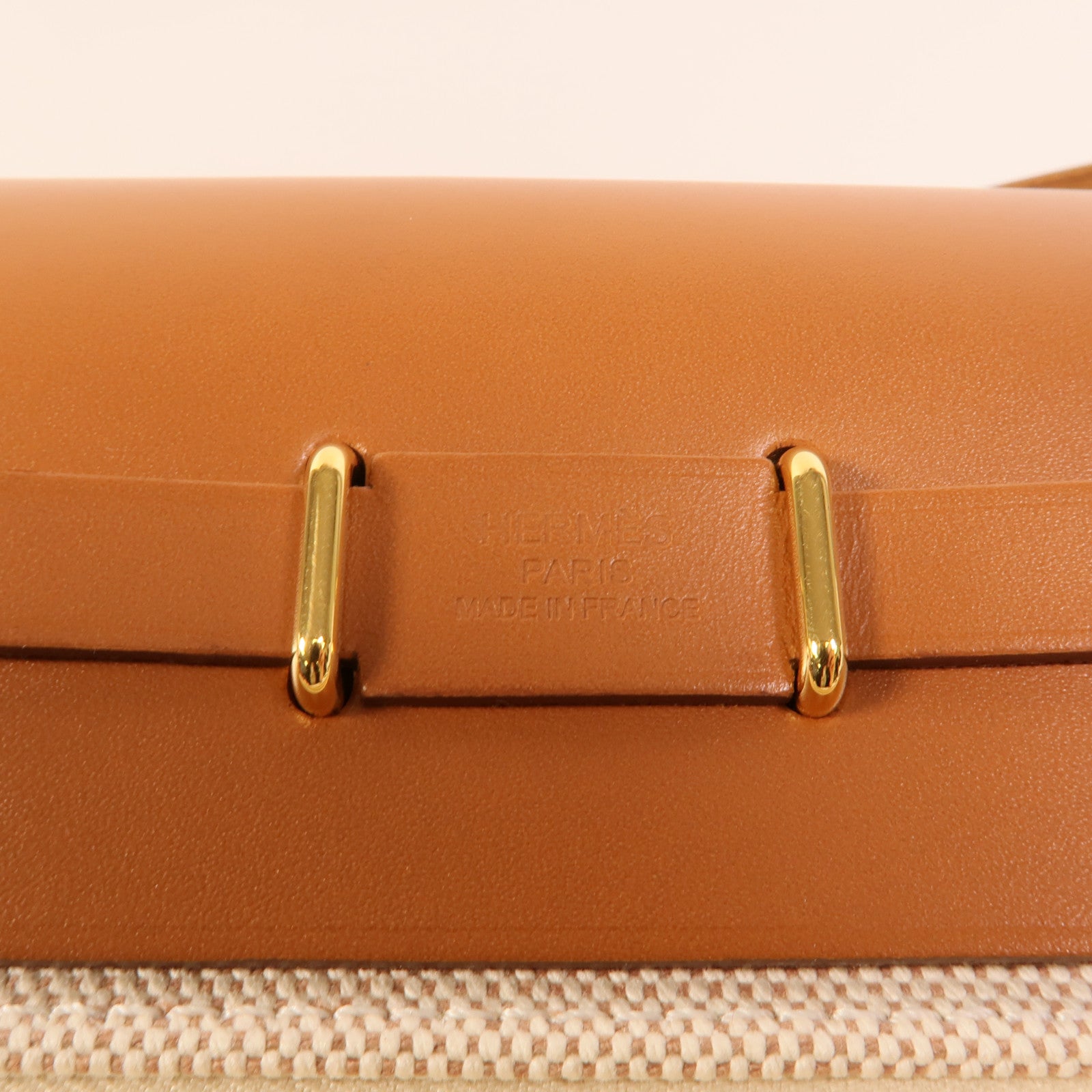 HERMES 帆布Mini Herbag肩背袋Fauve