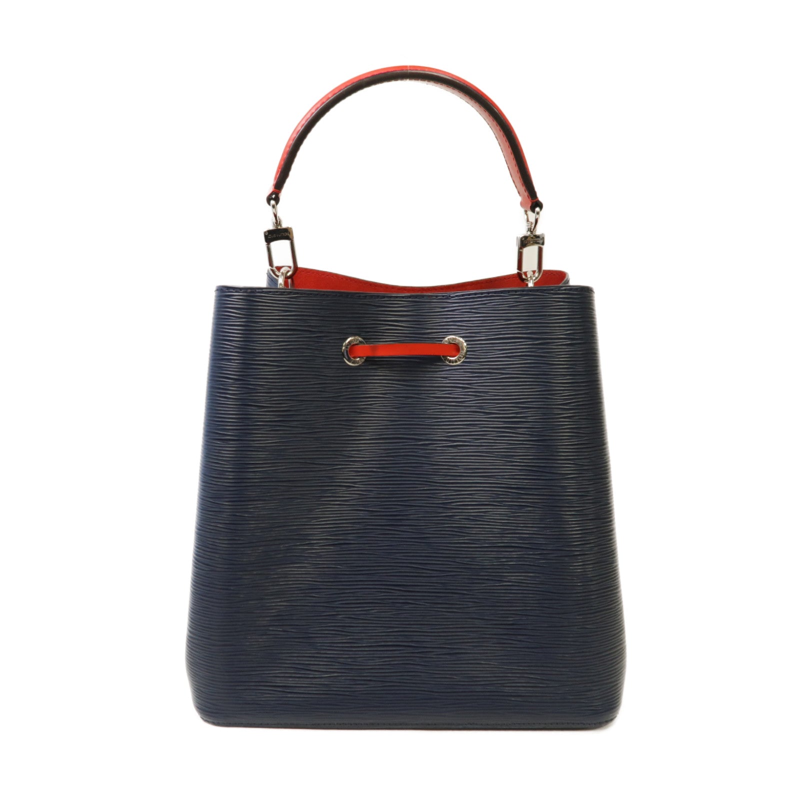 LOUIS VUITTON Epi NeoNoe MM銀扣手挽肩背兩用袋深藍色/紅色
