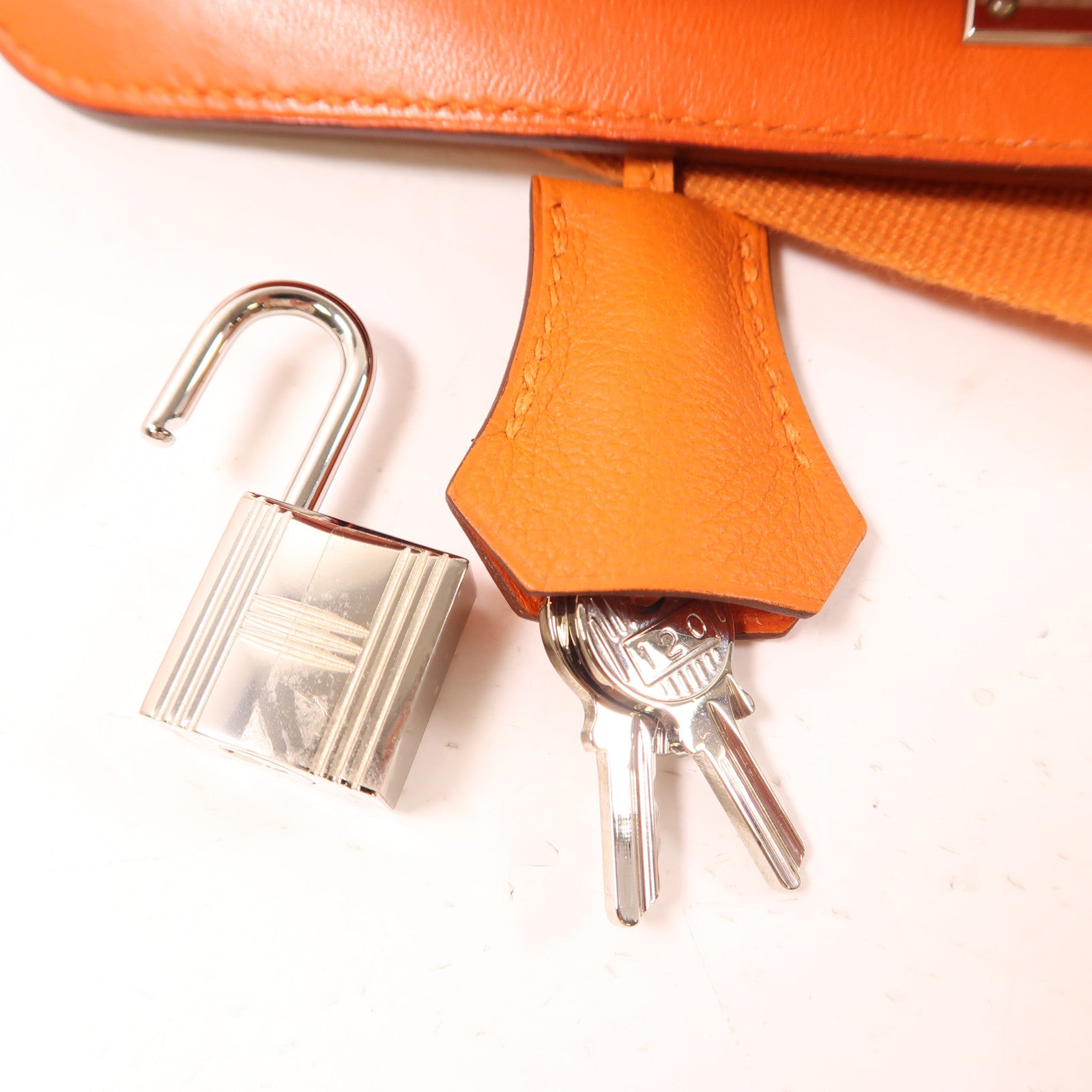 HERMES Evercolor皮革Toolbox 26銀扣手挽肩背兩用袋Orange橙色