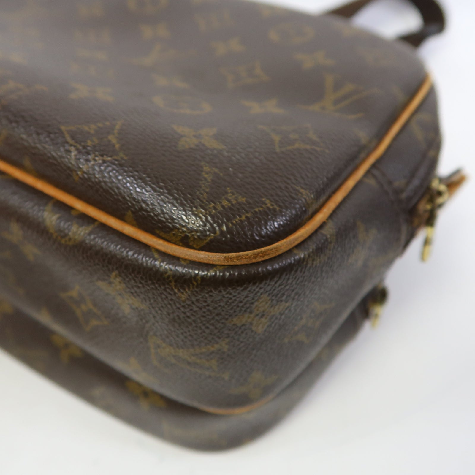 LOUIS VUITTON Monogram Reporter PM金扣肩背袋啡色