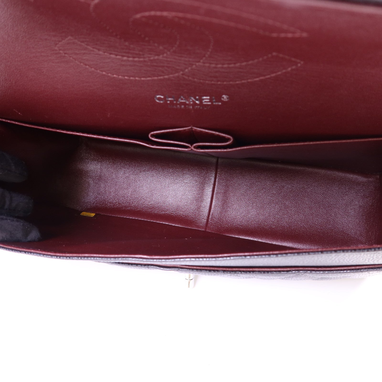 CHANEL 牛皮皮革Large Classic銀扣鏈帶肩背袋