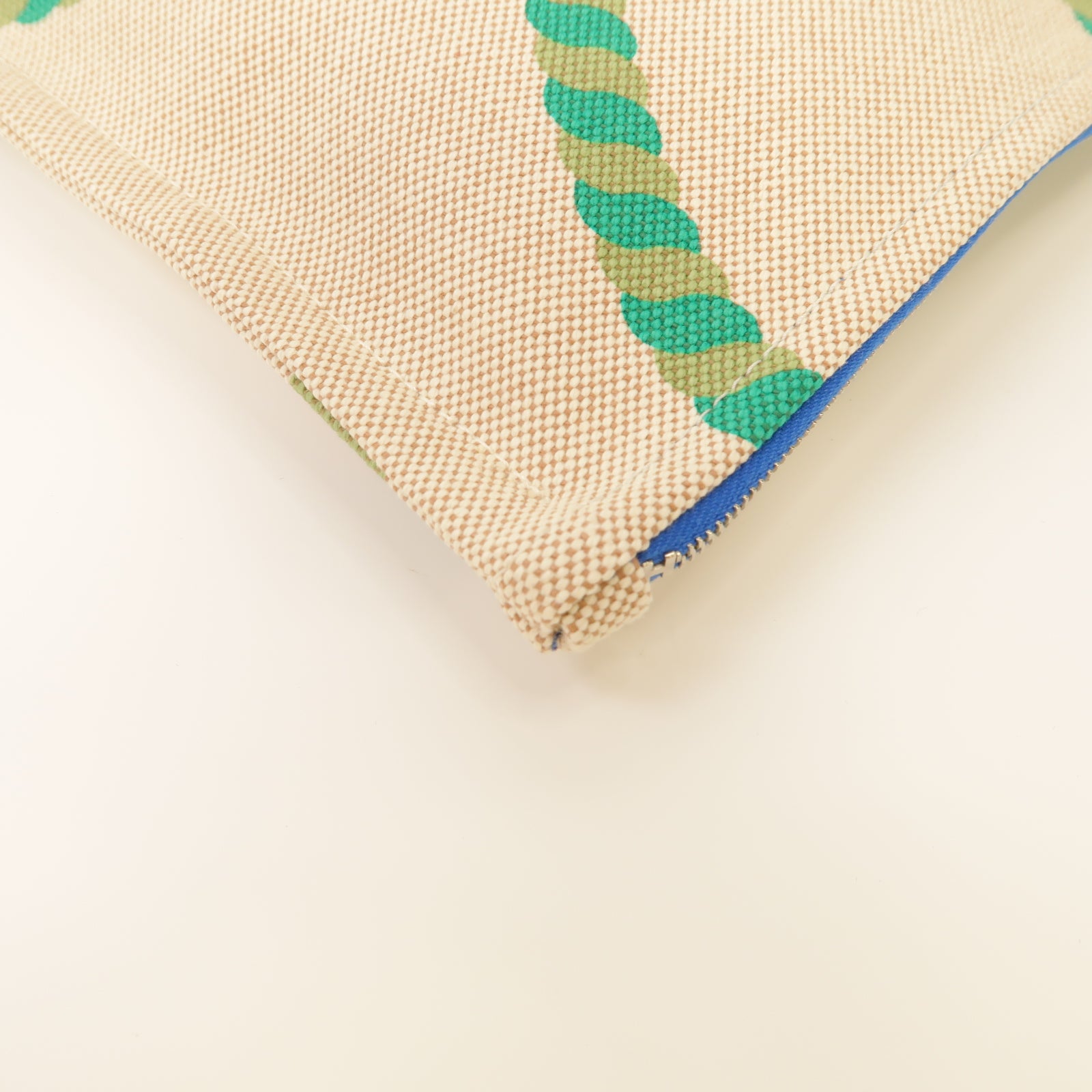 HERMES 【激減優惠】帆布Clutch Bag銀扣手拿包米色
