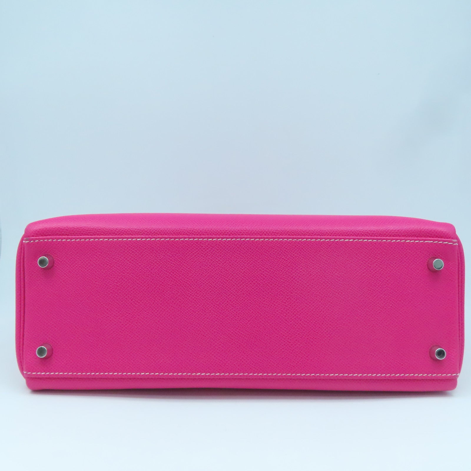 HERMES Epsom Leather Kelly 32 Silver Buckle Hand Shoulder Backpack Fluorescent Pink/Pink Purple