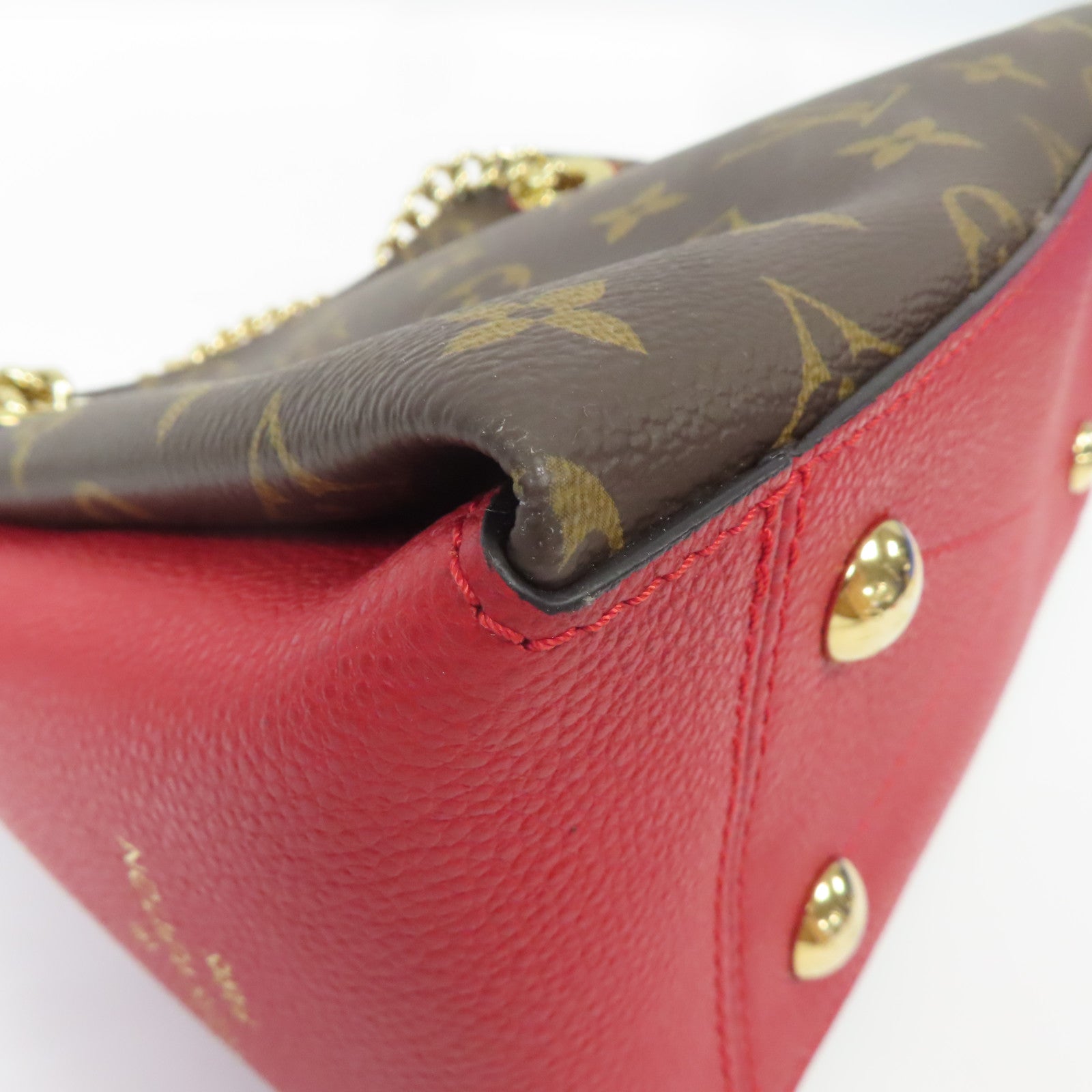 LOUIS VUITTON Monogram Surene BB金扣鏈帶肩背袋啡色/紅色