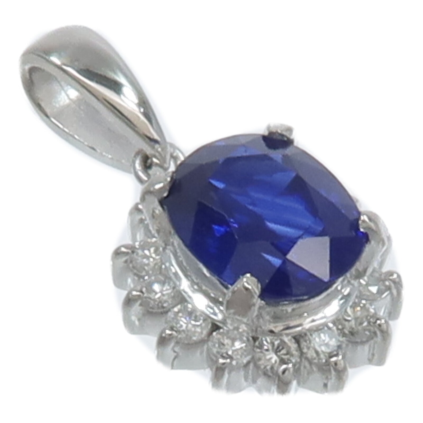 JEWELRY 鉑金Sapphire Diamond Pendant藍寶石/鑽石吊墜