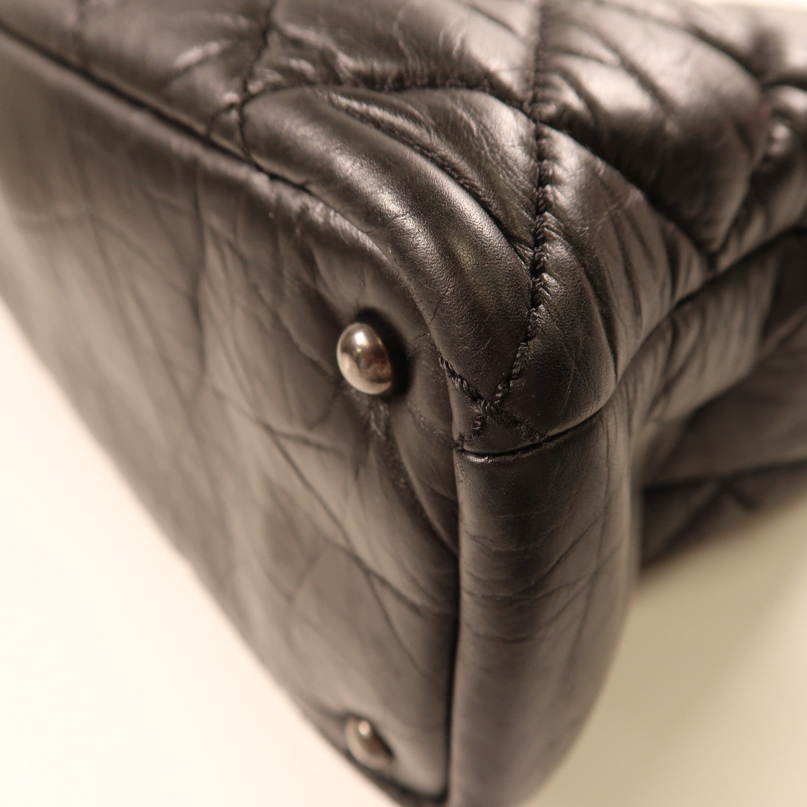 CHANEL 牛皮皮革Shoulder Bag銀扣鏈帶手挽肩背兩用袋黑色