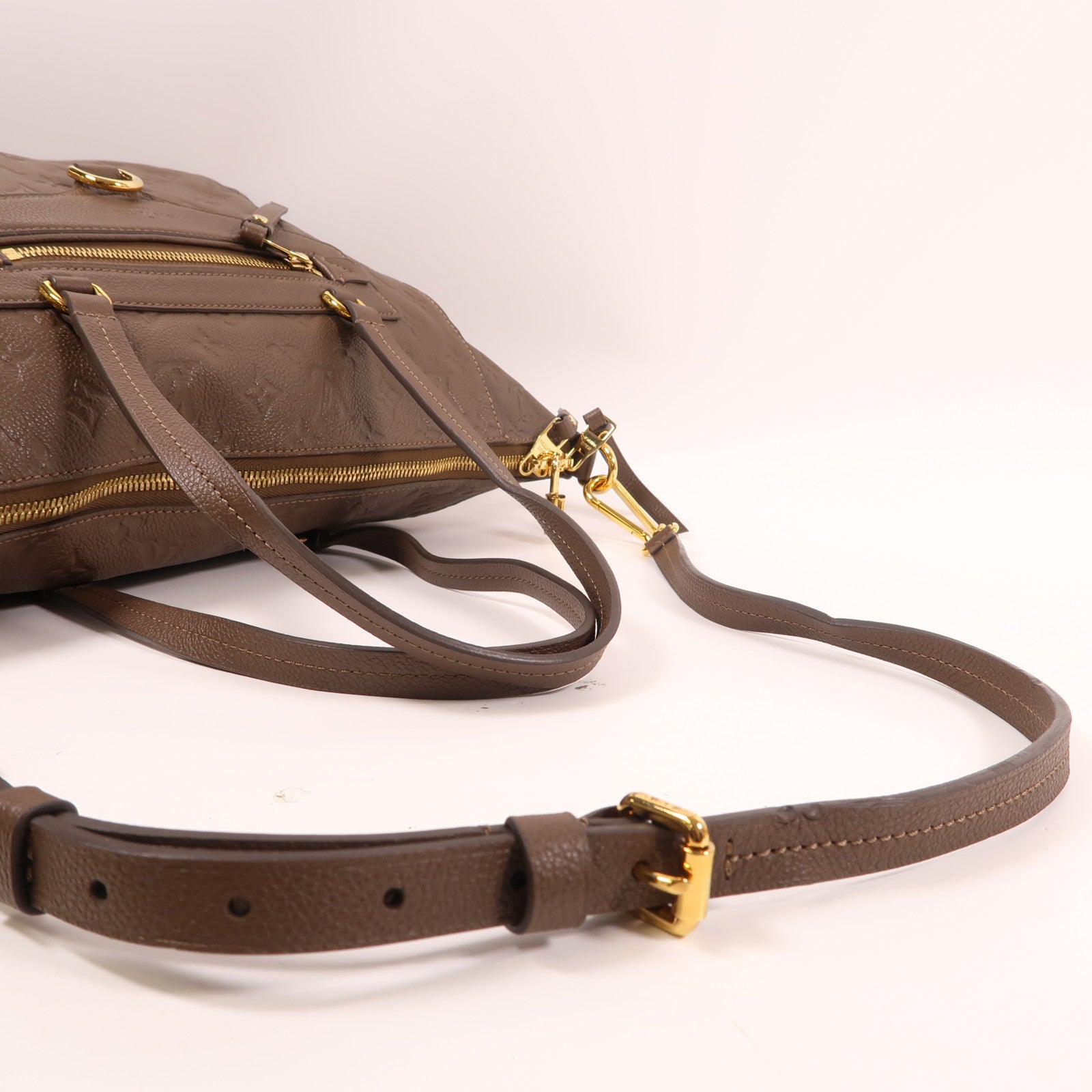 LOUIS VUITTON 【激減優惠】Monogram Empreinte Lumineuse PM金扣手挽肩背兩用袋棕色